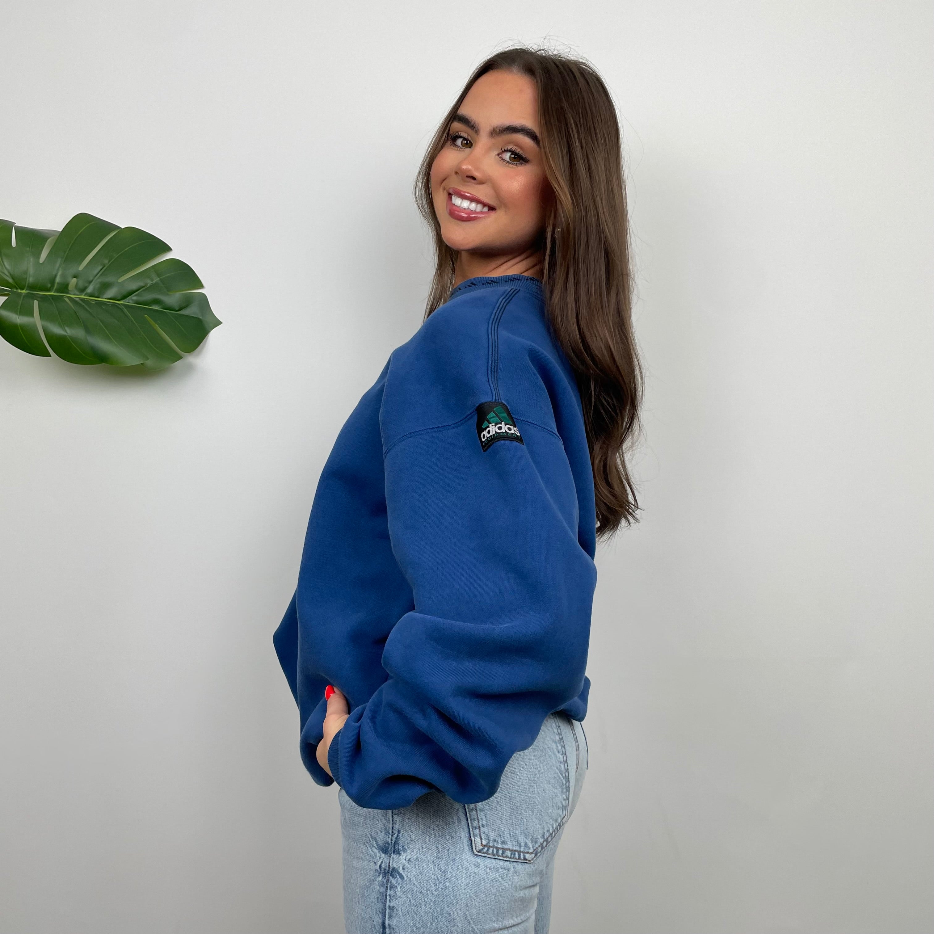 Adidas Equipment Blue Embroidered Spell Out Sweatshirt (XL)