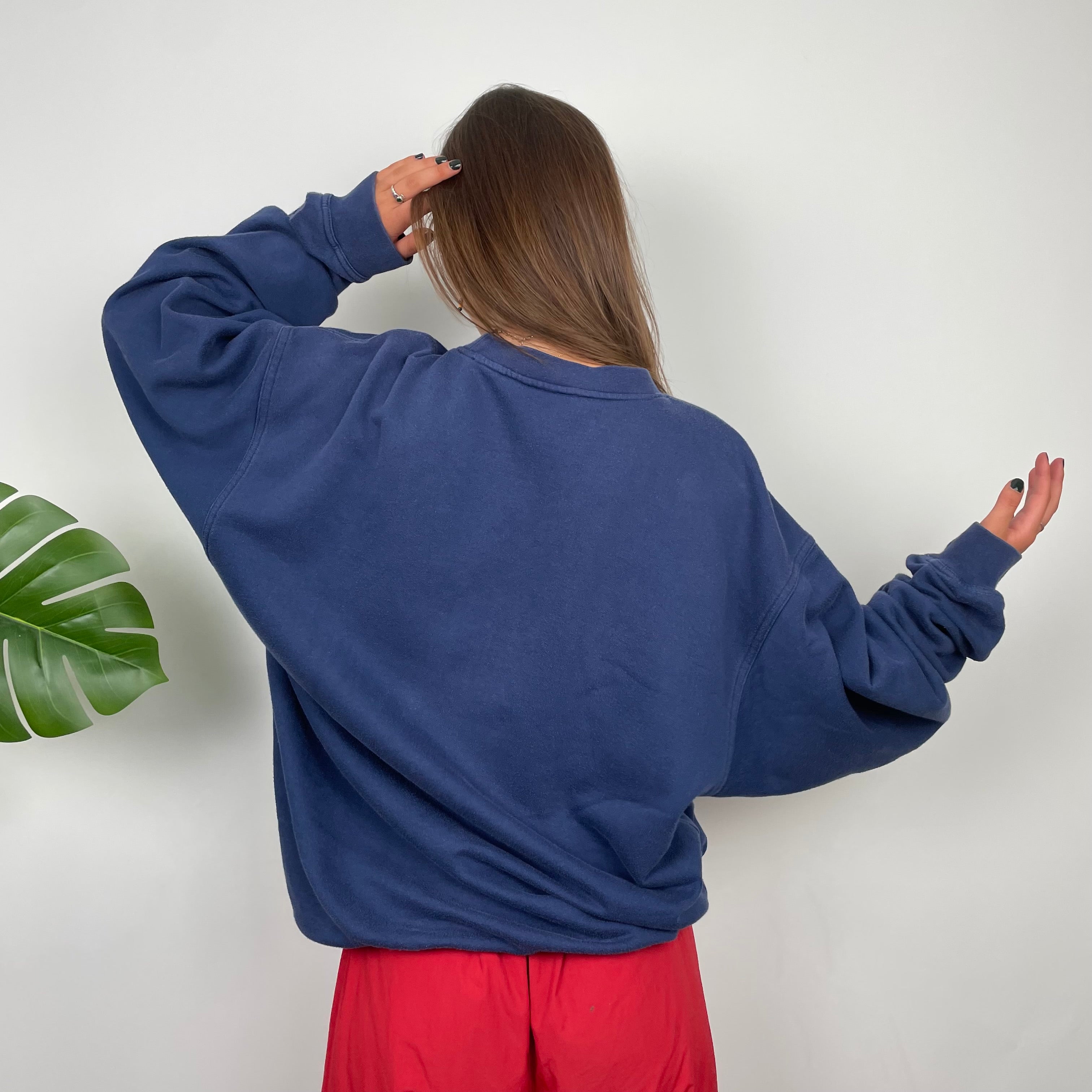 Adidas Navy Embroidered Spell Out Sweatshirt (XL)