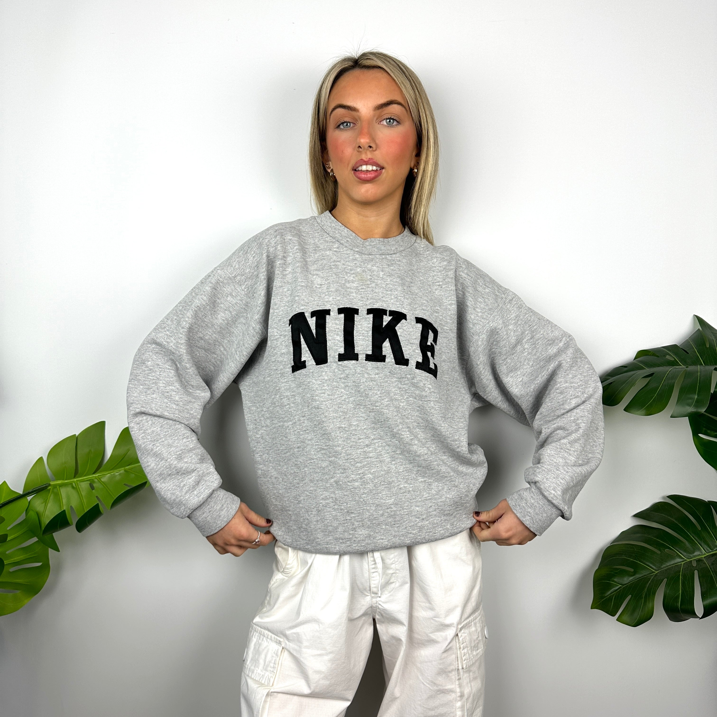 Nike Grey Embroidered Spell Out Sweatshirt (M)