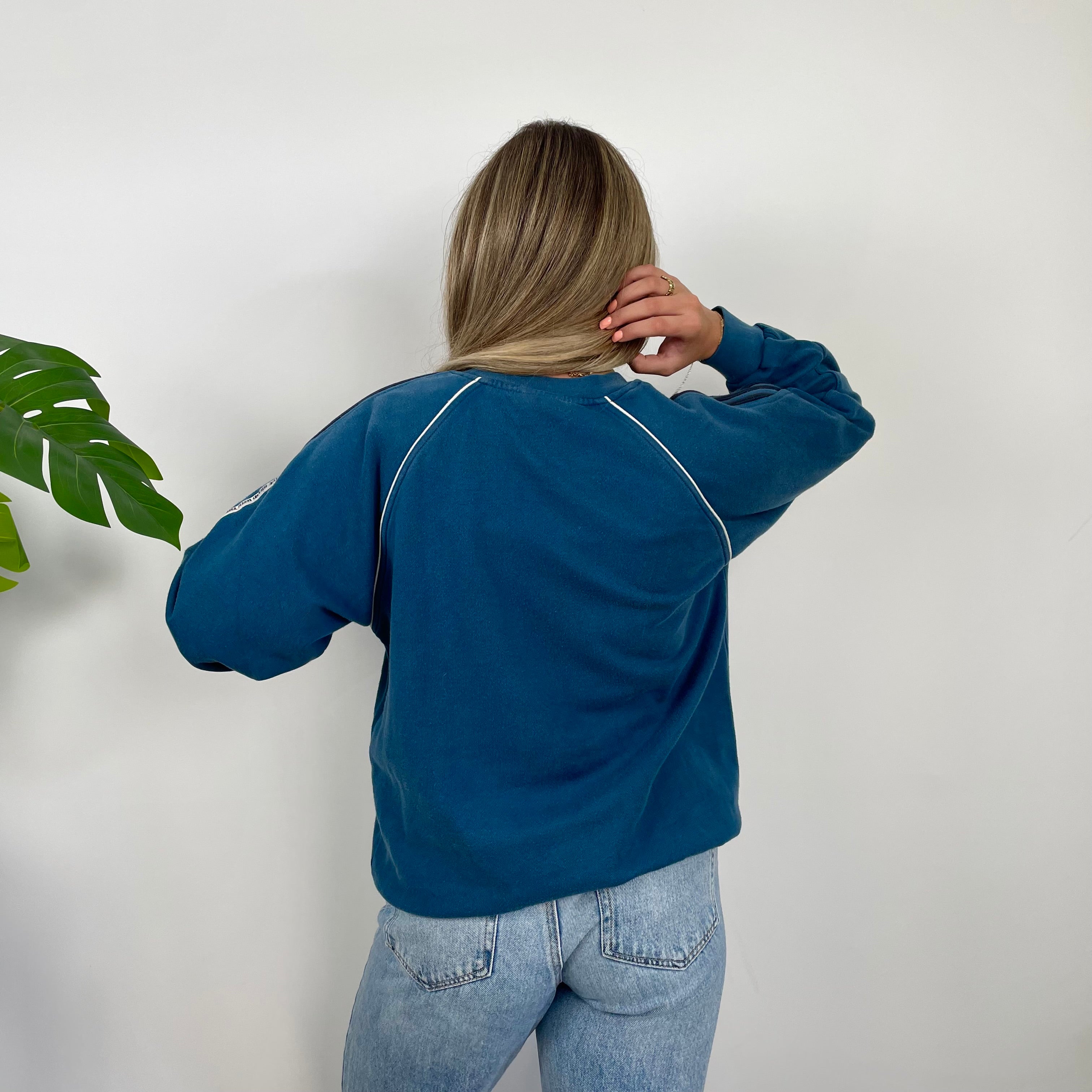 Adidas Navy Embroidered Spell Out Sweatshirt (S)