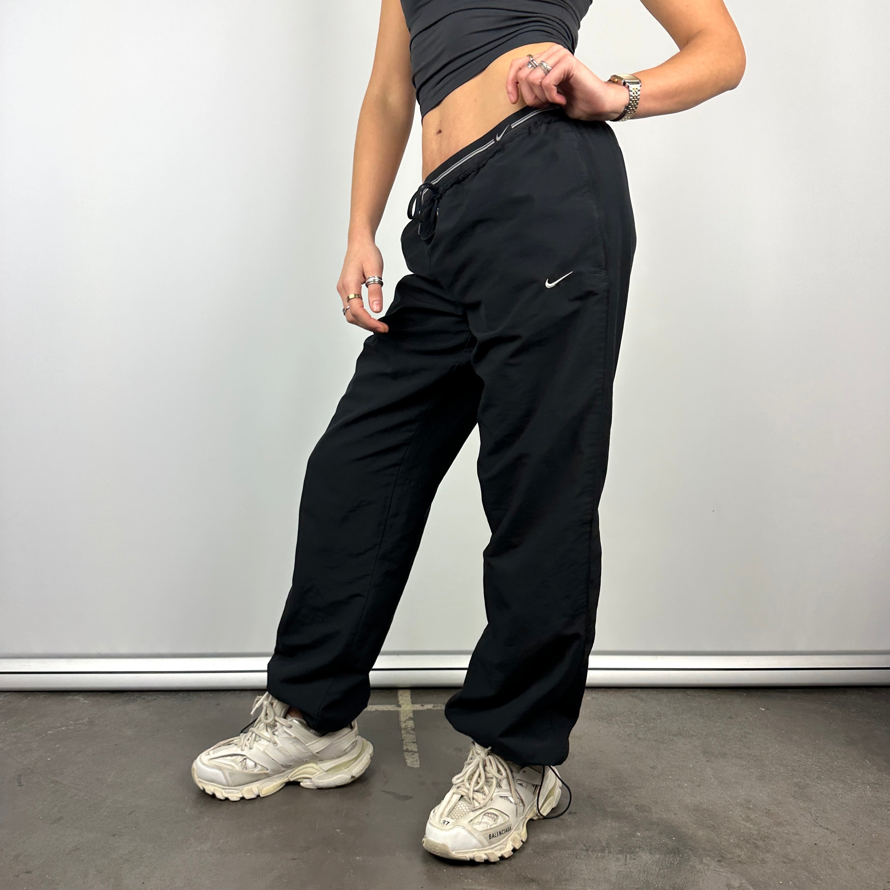 Nike Black Embroidered Swoosh Track Pants (L)