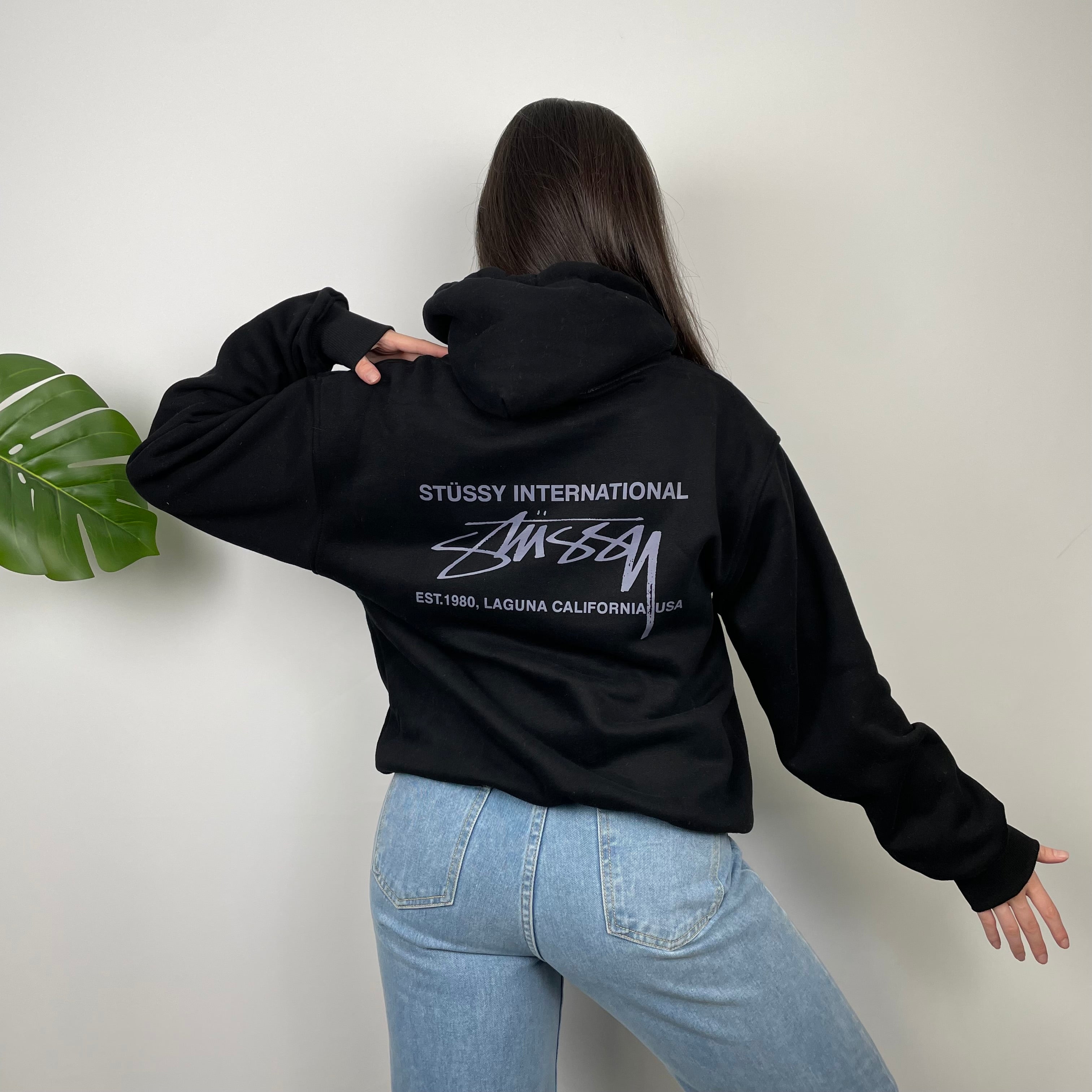 Stussy Black Spell Out Hoodie (M)