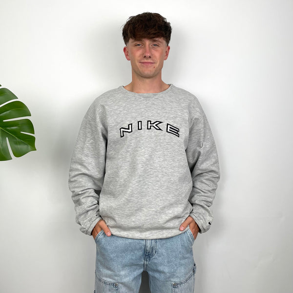 Nike Grey Embroidered Spell Out Sweatshirt (M)