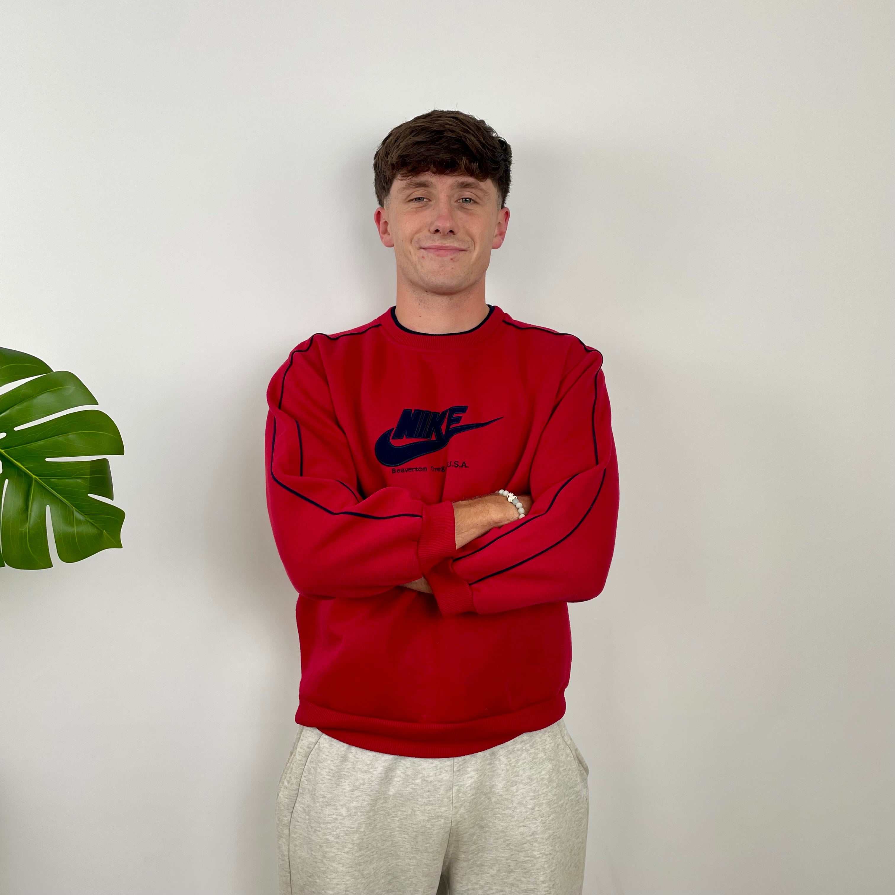Nike Red Embroidered Spell Out Sweatshirt (S)