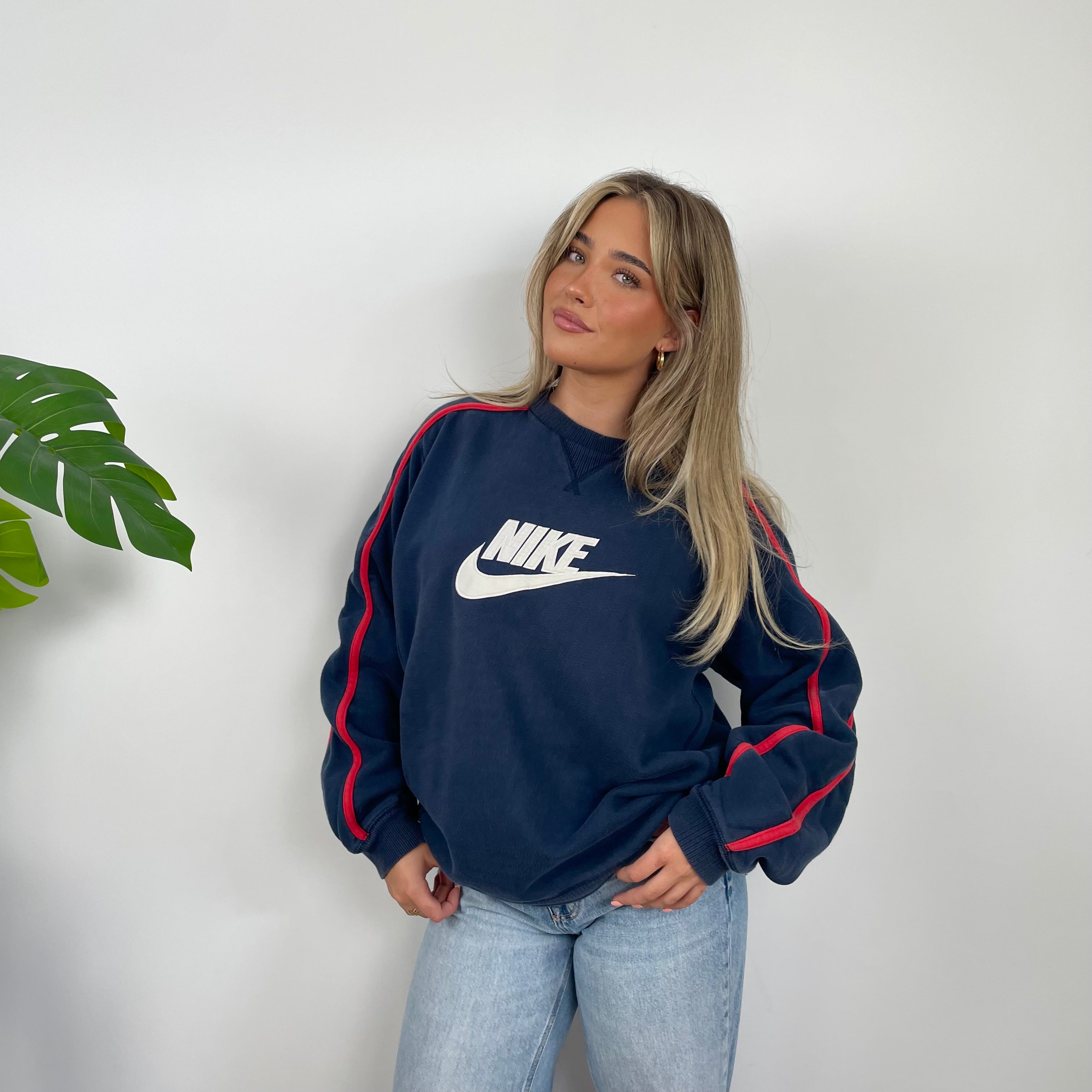 Nike Navy Embroidered Swoosh Sweatshirt (L)