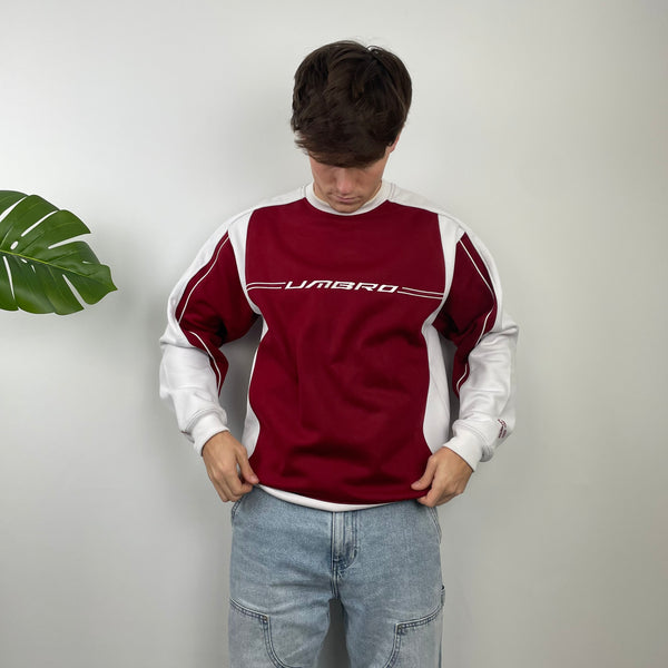 Umbro Red Embroidered Spell Out Sweatshirt (M)
