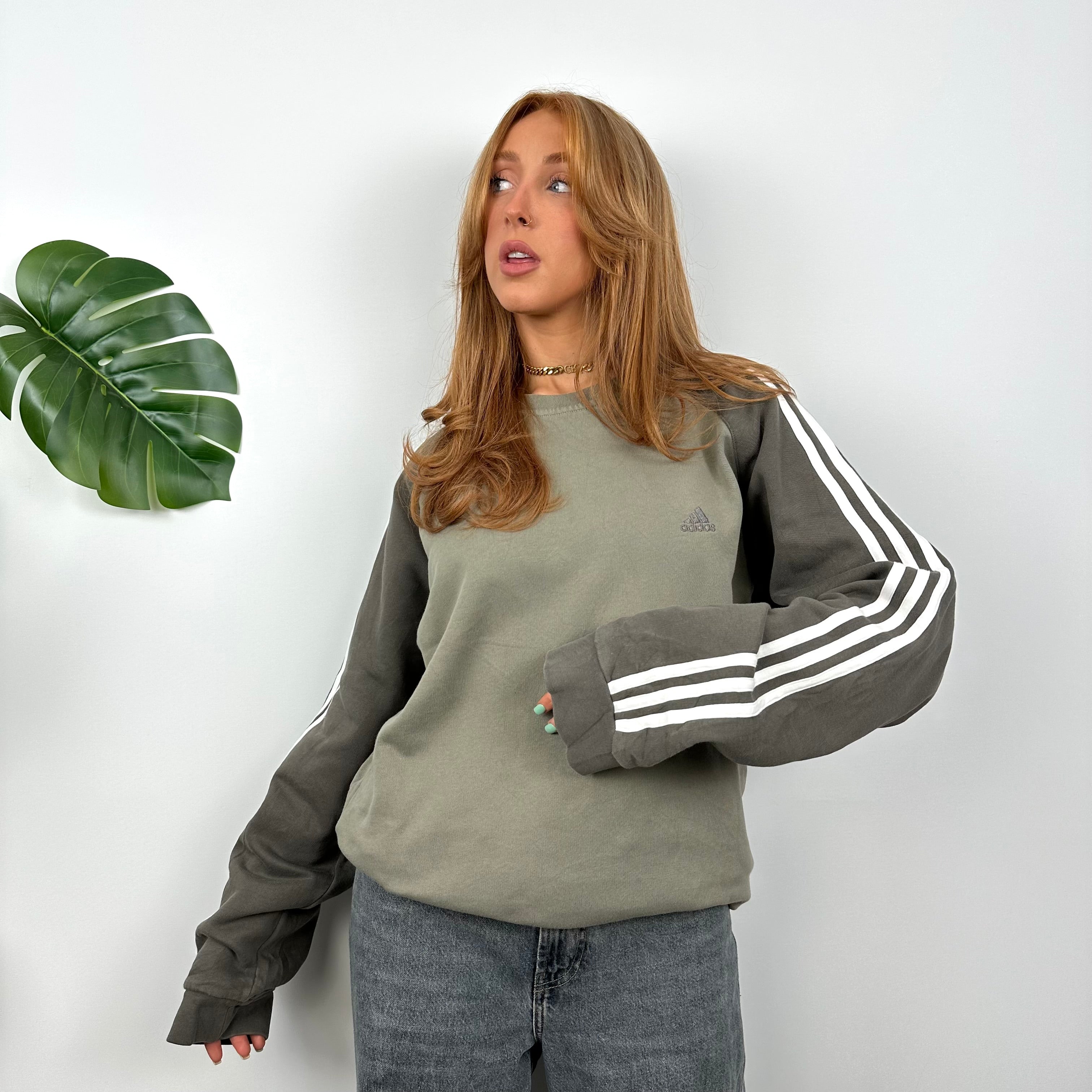 Adidas Green Embroidered Spell Out Sweatshirt (M)