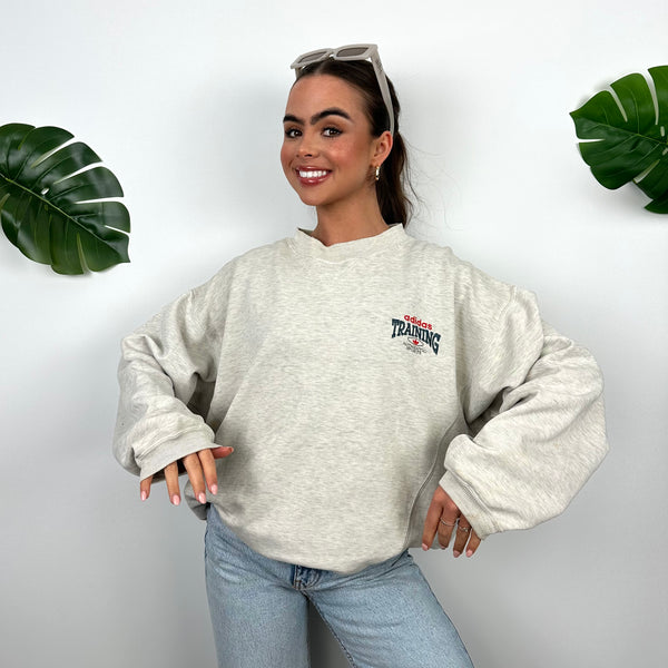 Adidas Training Grey Embroidered Spell Out Sweatshirt (L)