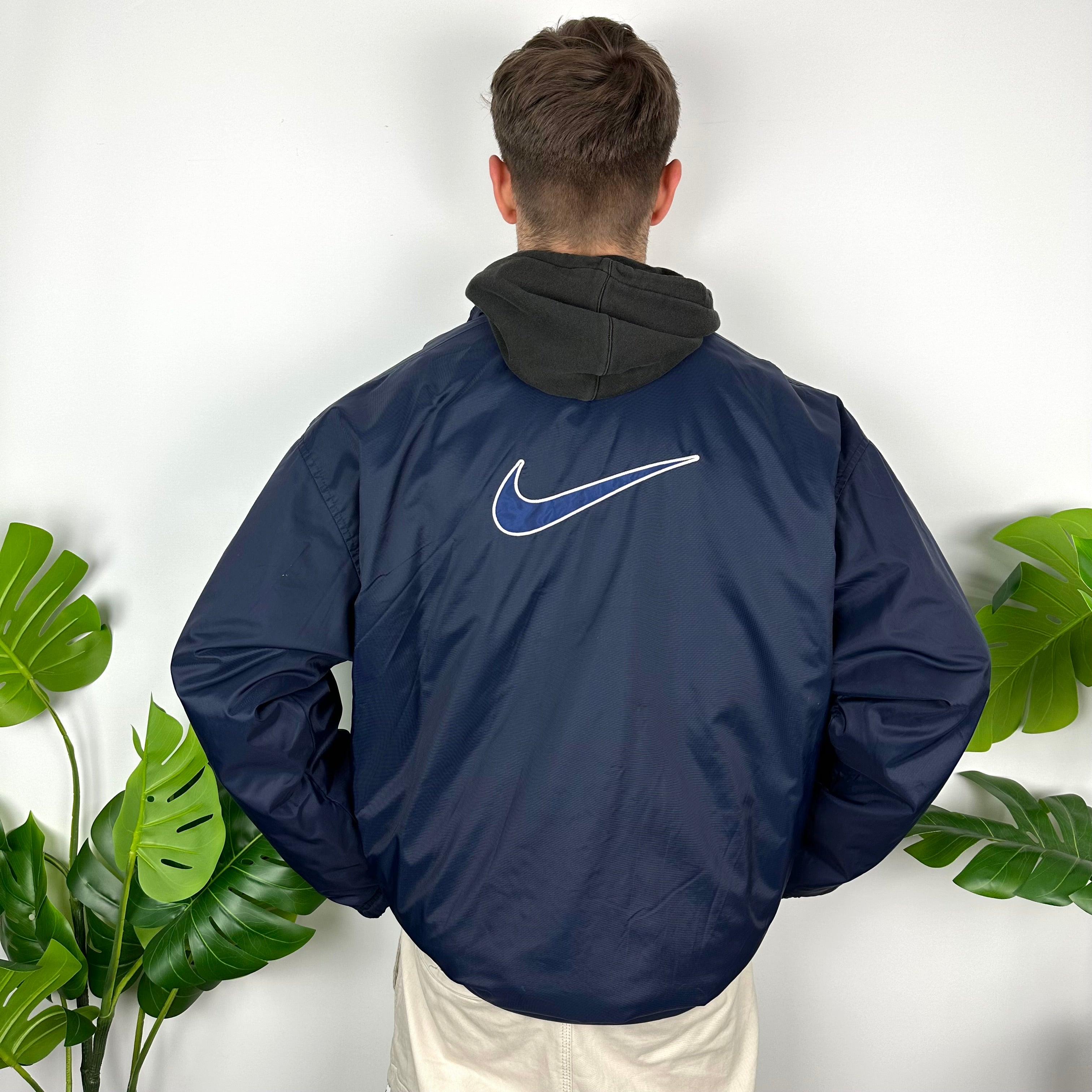 Nike Navy Embroidered Swoosh Padded Jacket (L)