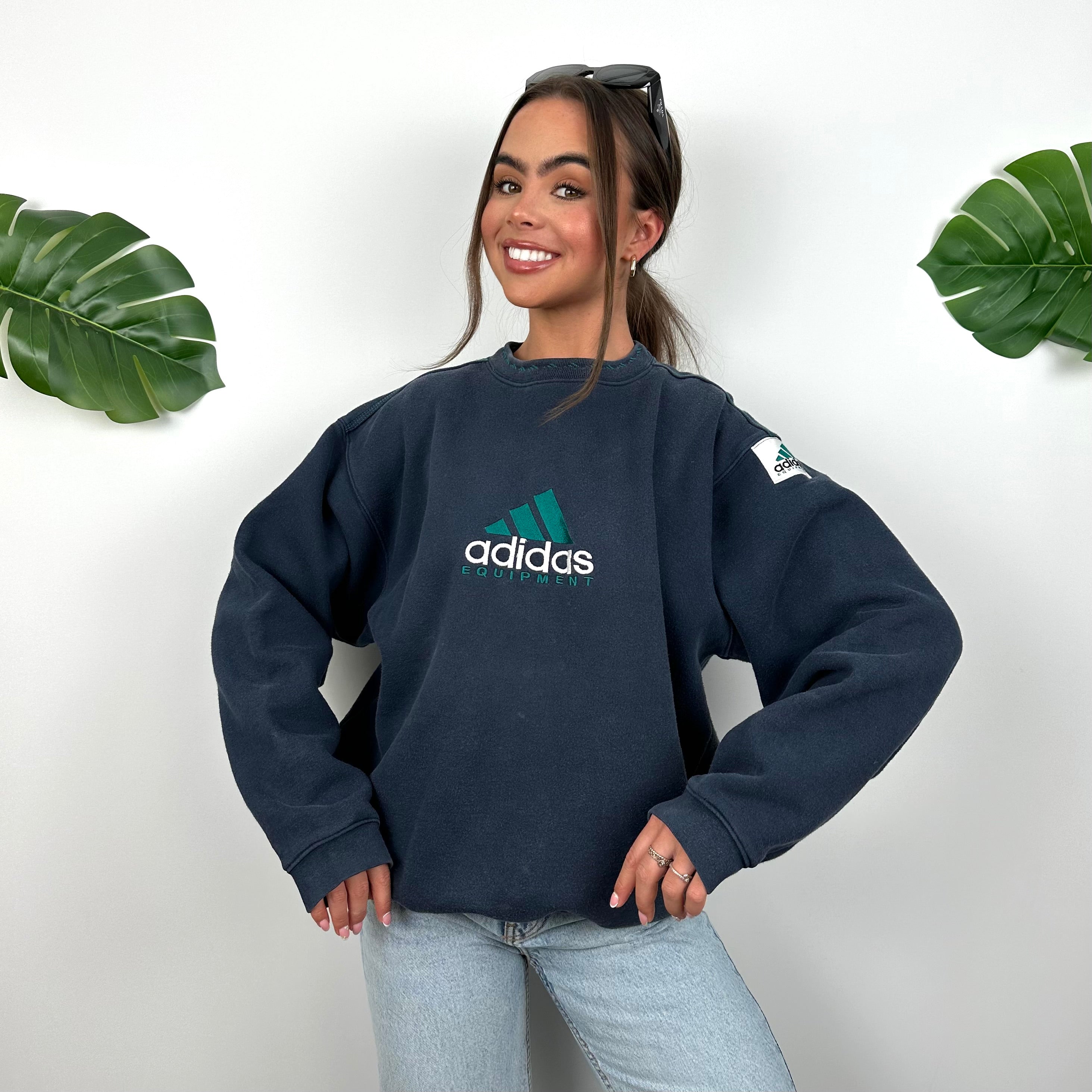 Adidas Equipment Navy Embroidered Spell Out Sweatshirt (S)