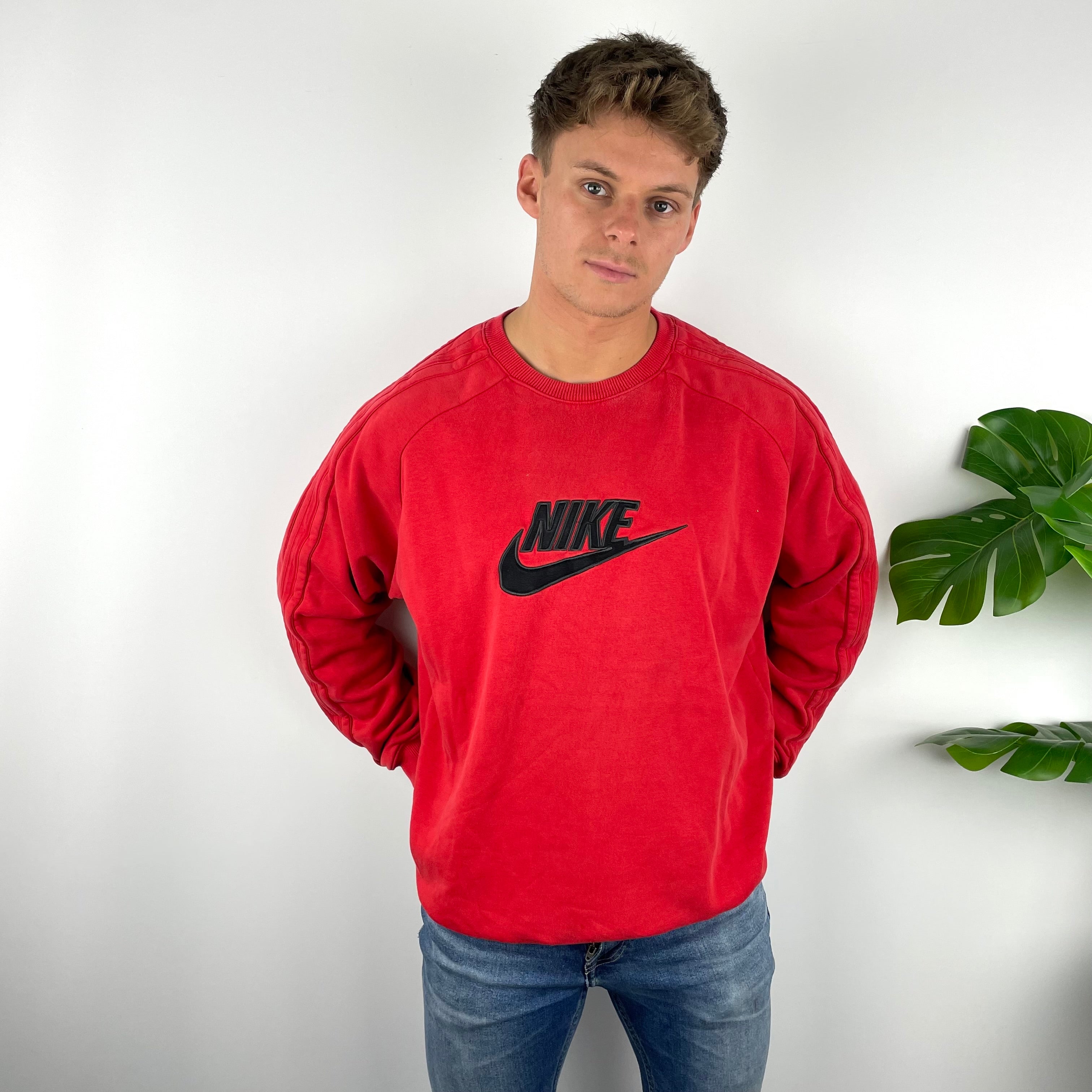 Nike RARE Red Embroidered Spell Out Sweatshirt (XL)
