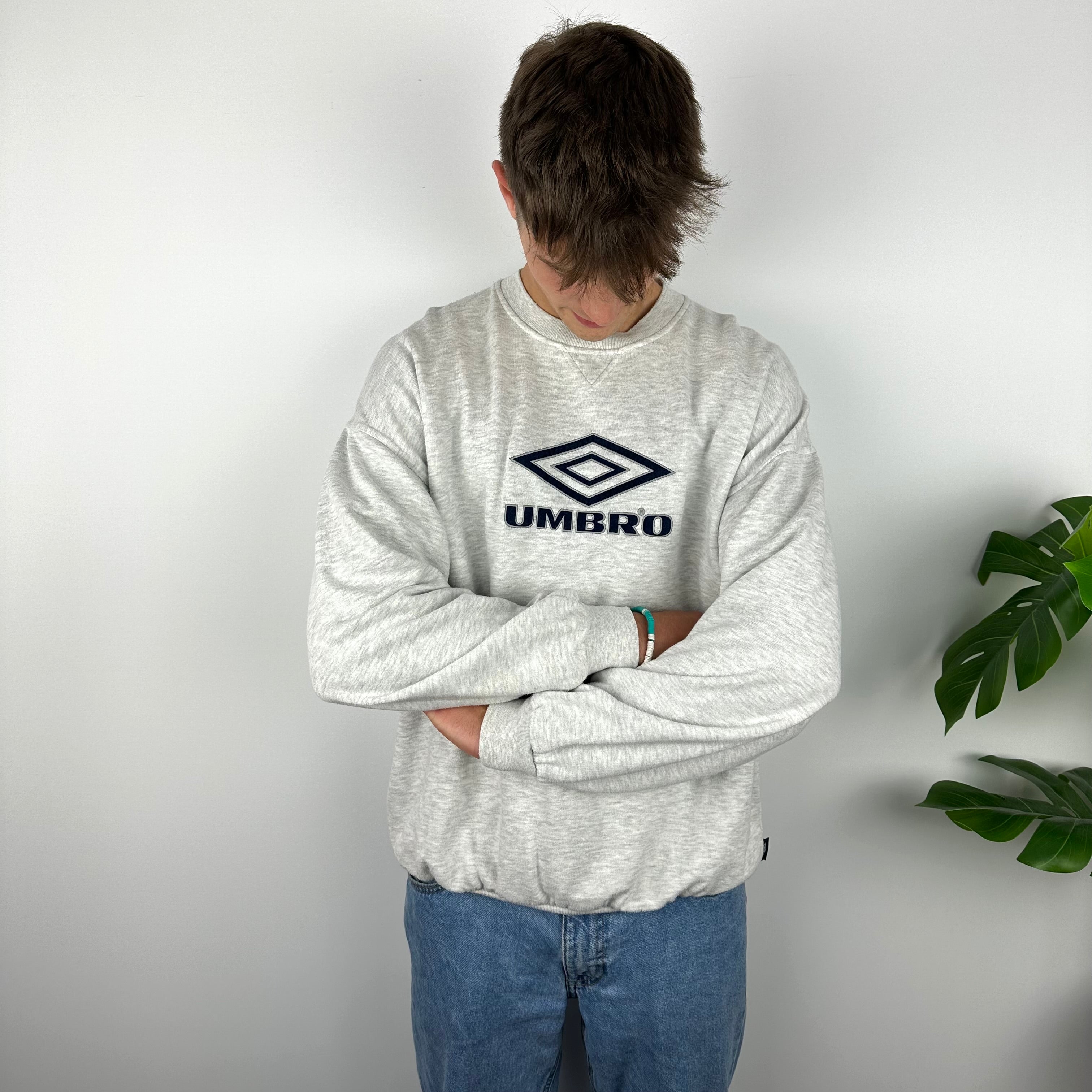 Umbro Grey Embroidered Spell Out Sweatshirt (XL)