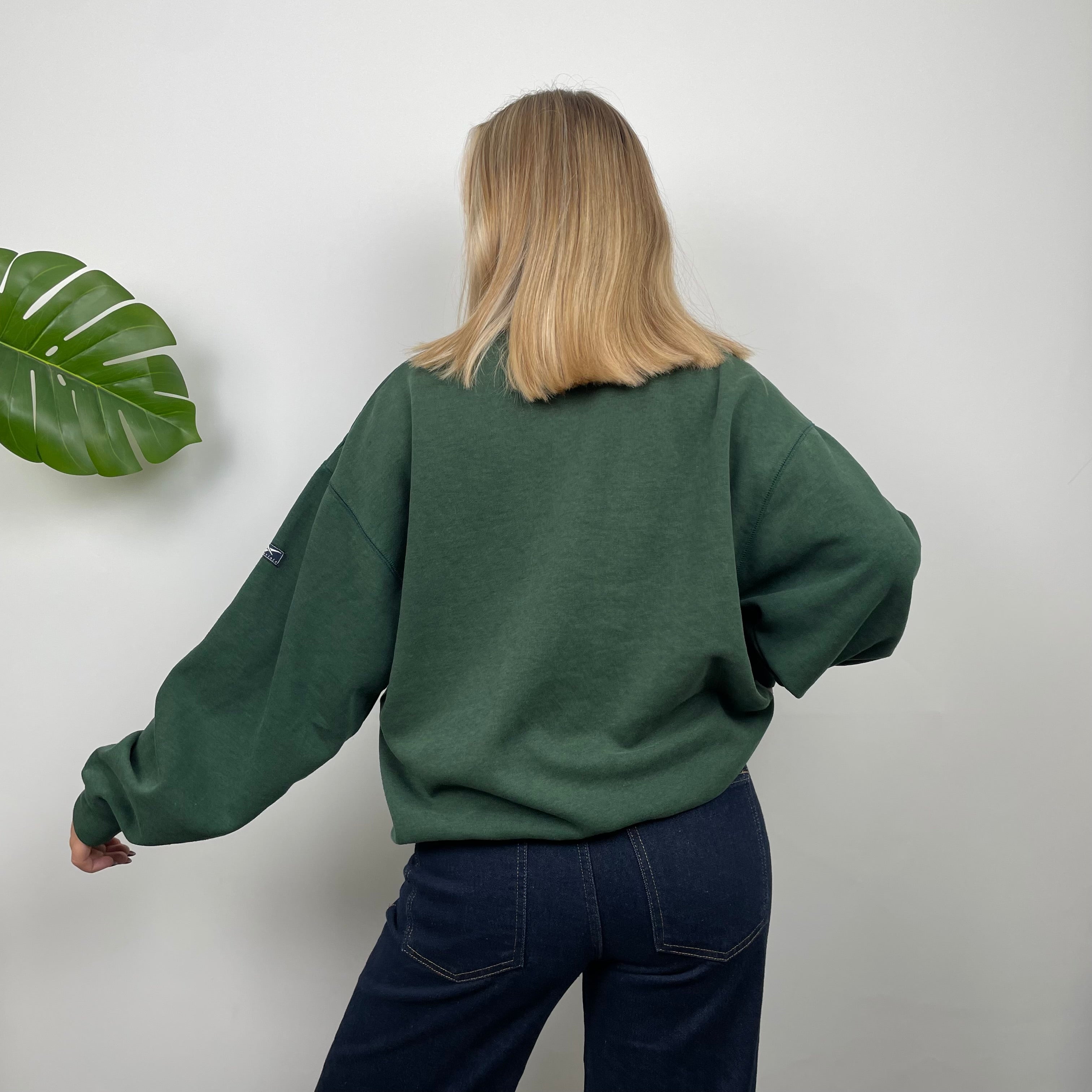 Reebok RARE Green Embroidered Spell Out Sweatshirt (M)