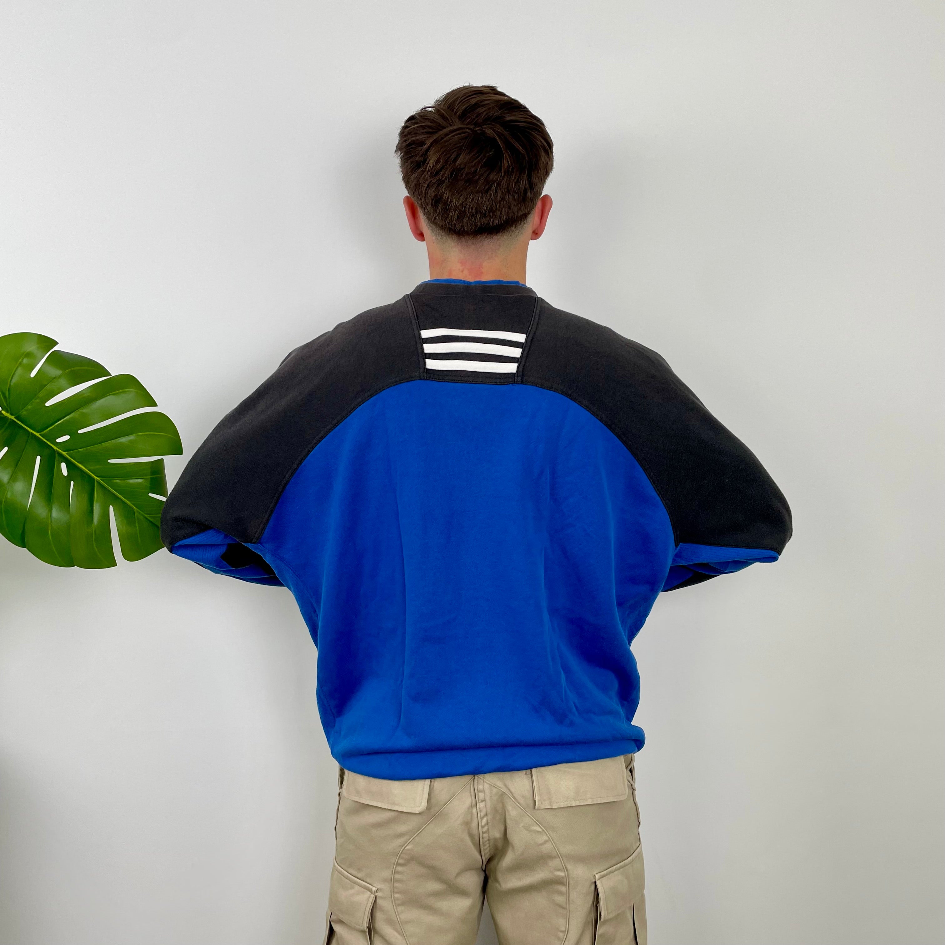 Adidas Black Embroidered Spell Out Colour Block Sweatshirt (L)