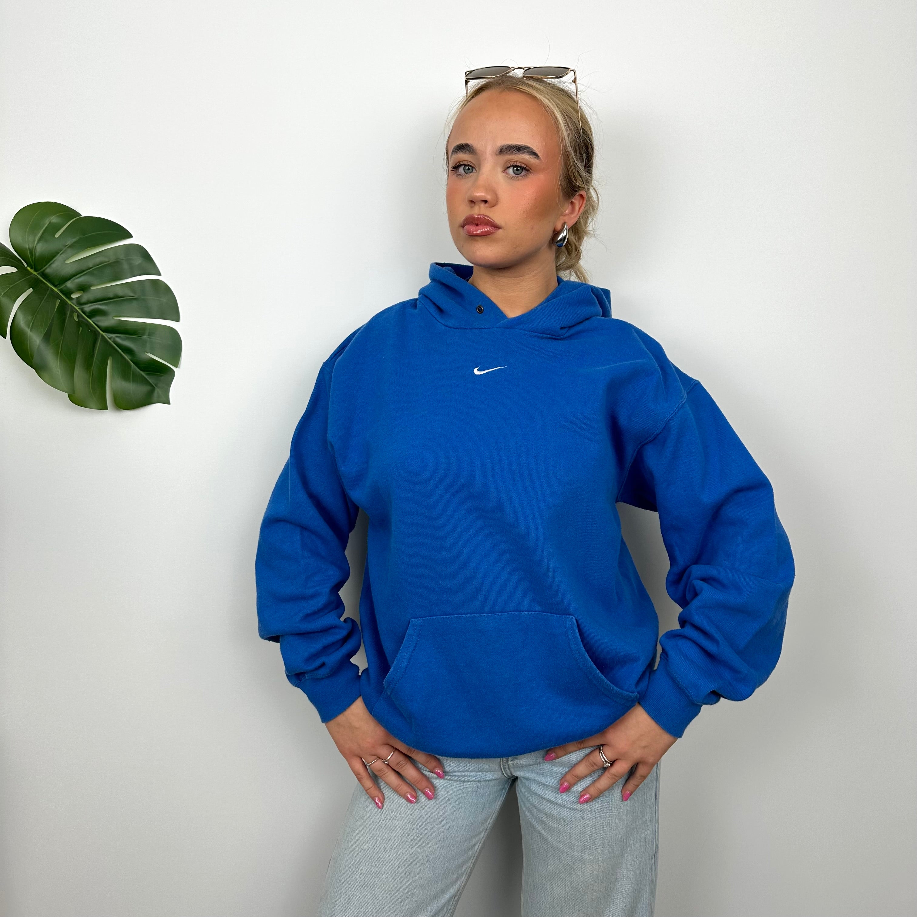 Nike Blue Embroidered Centre Swoosh Hoodie (M)