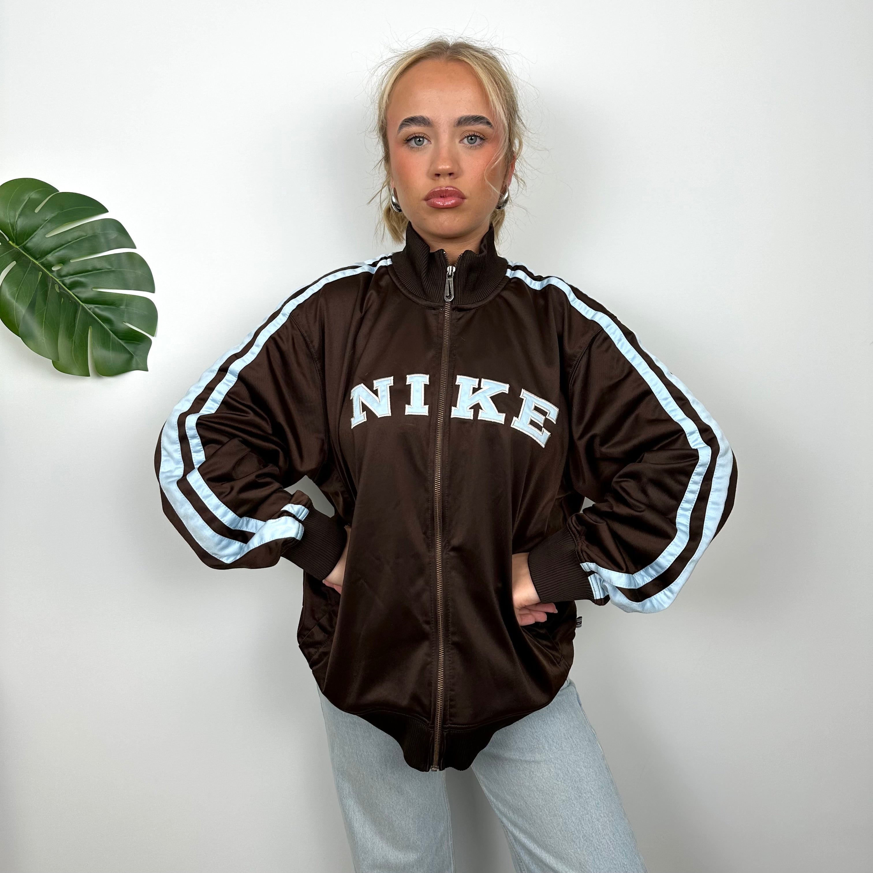 Nike Brown Embroidered Spell Out Track Jacket (M)