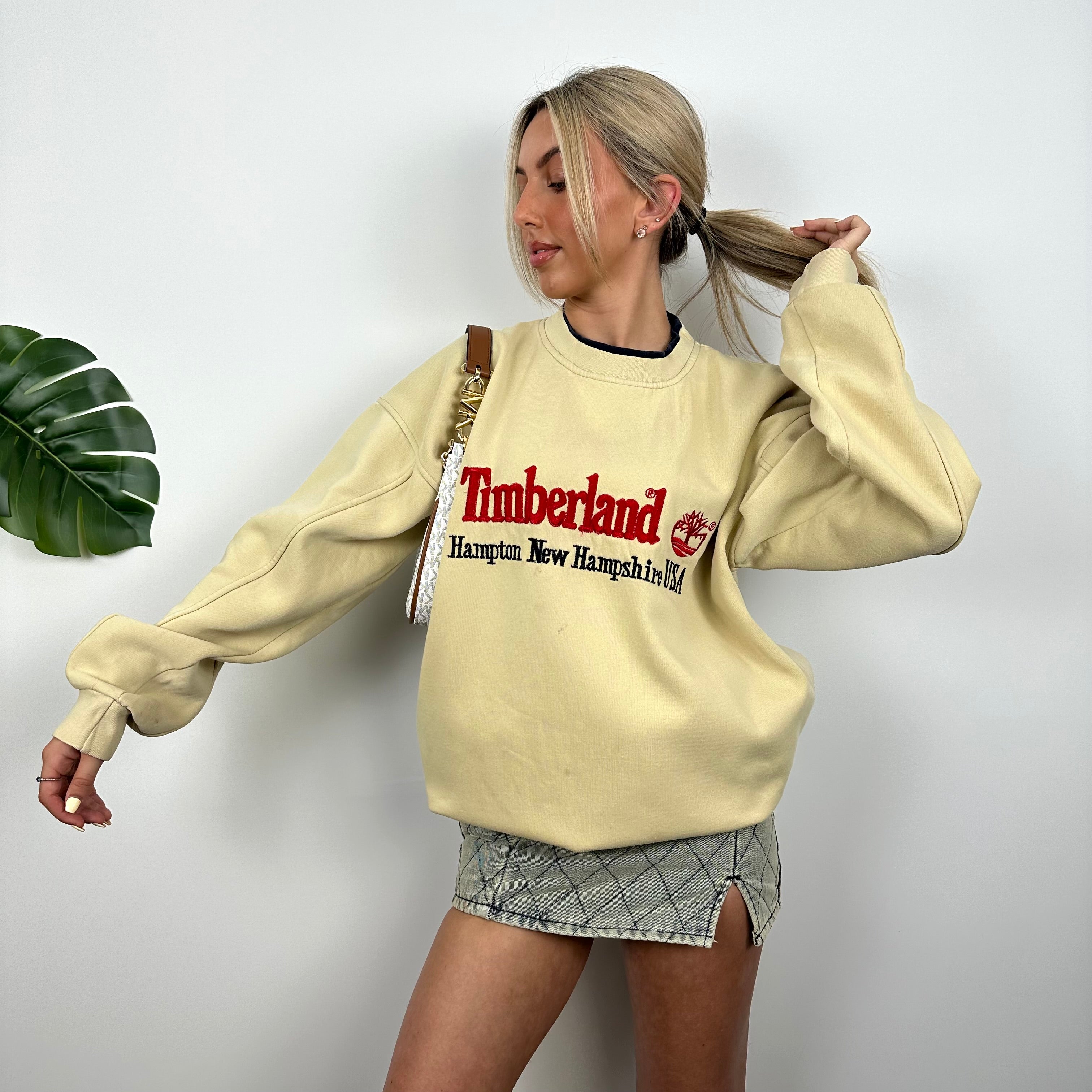 Timberland Yellow Embroidered Spell Out Sweatshirt (L)