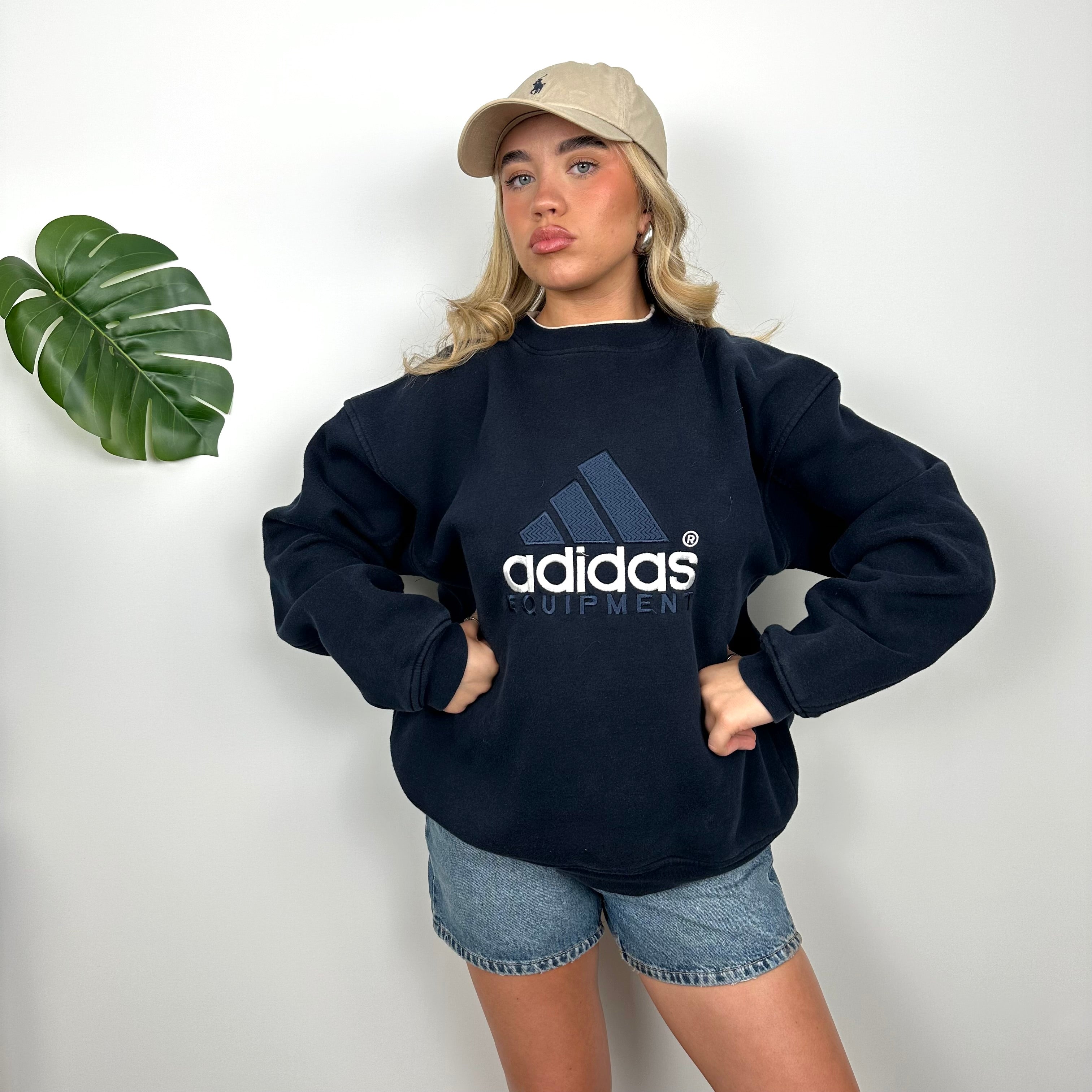 Adidas Equipment RARE Navy Embroidered Spell Out Sweatshirt (S)