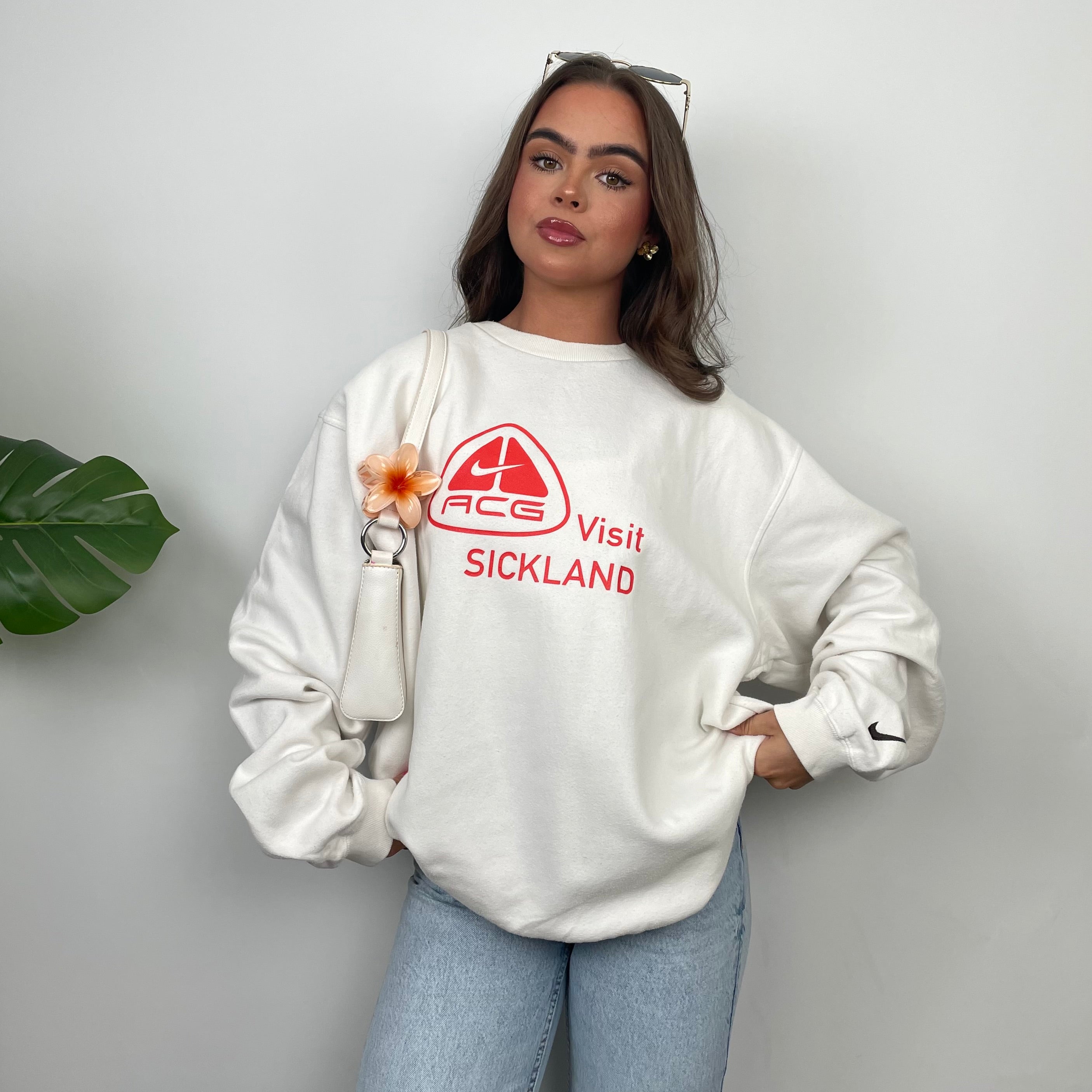 Nike ACG RARE White Embroidered Spell Out Sweatshirt (L)