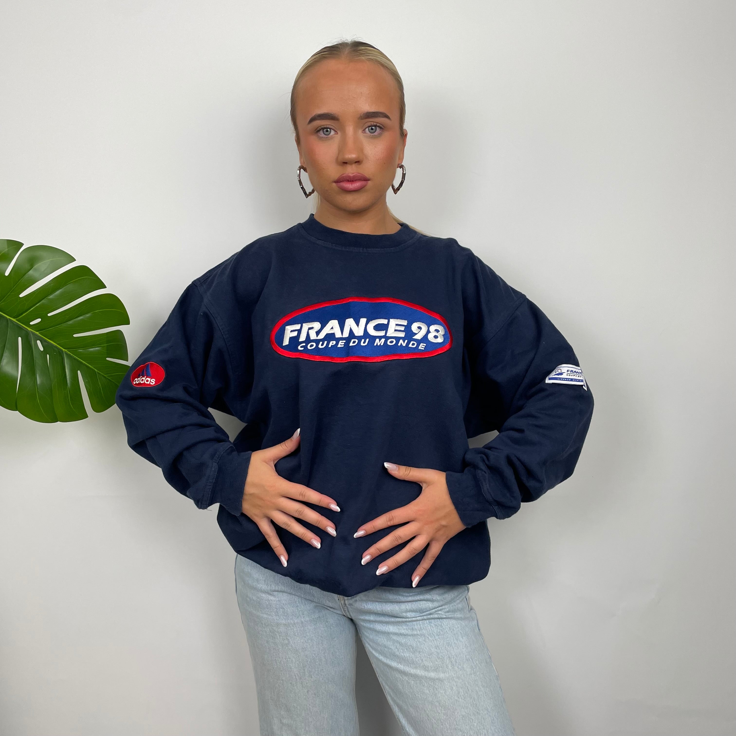 Adidas x Football World Cup France 1998 RARE Navy Embroidered Spell Out Sweatshirt (M)