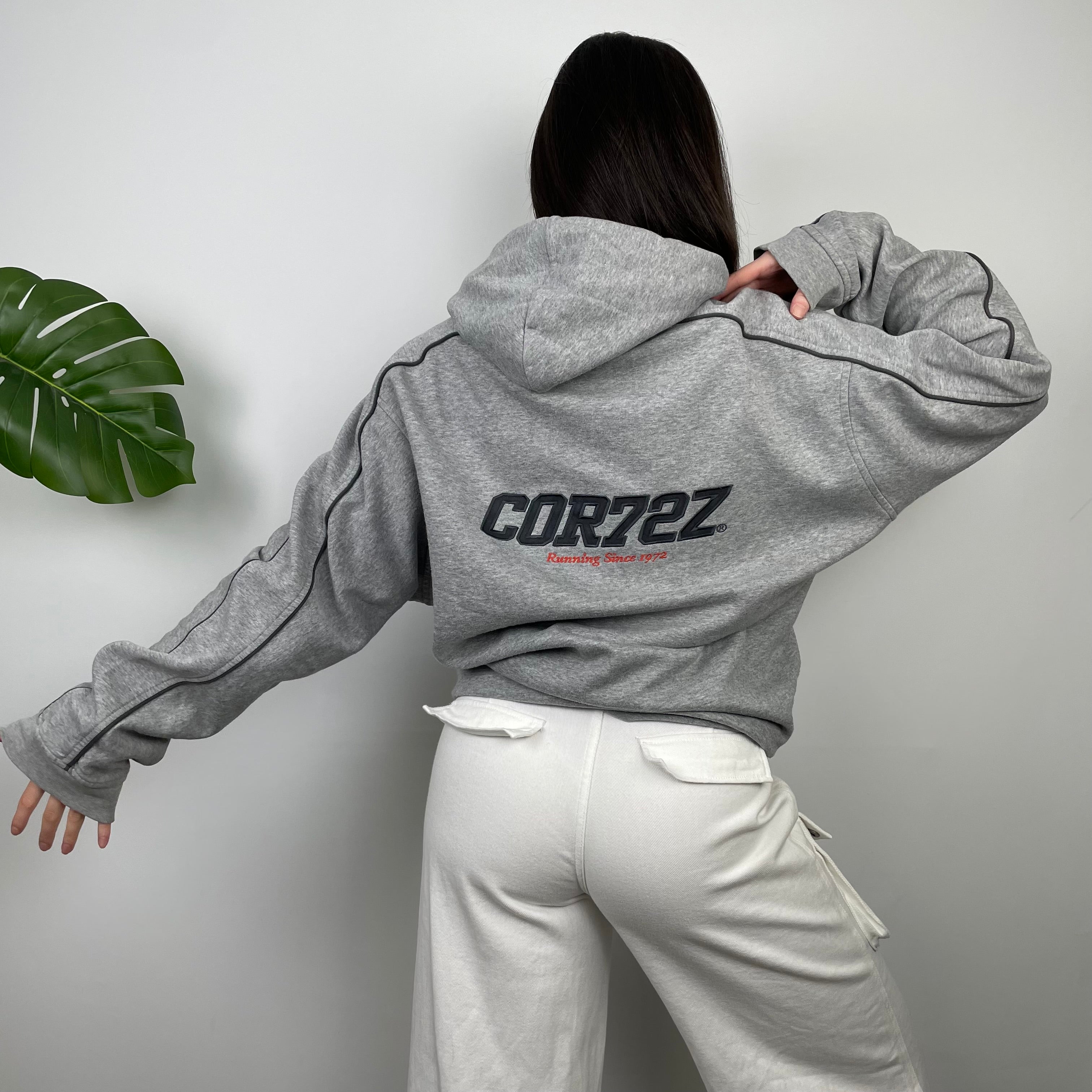 Nike Cortez Grey Embroidered Spell Out Hoodie (XL)