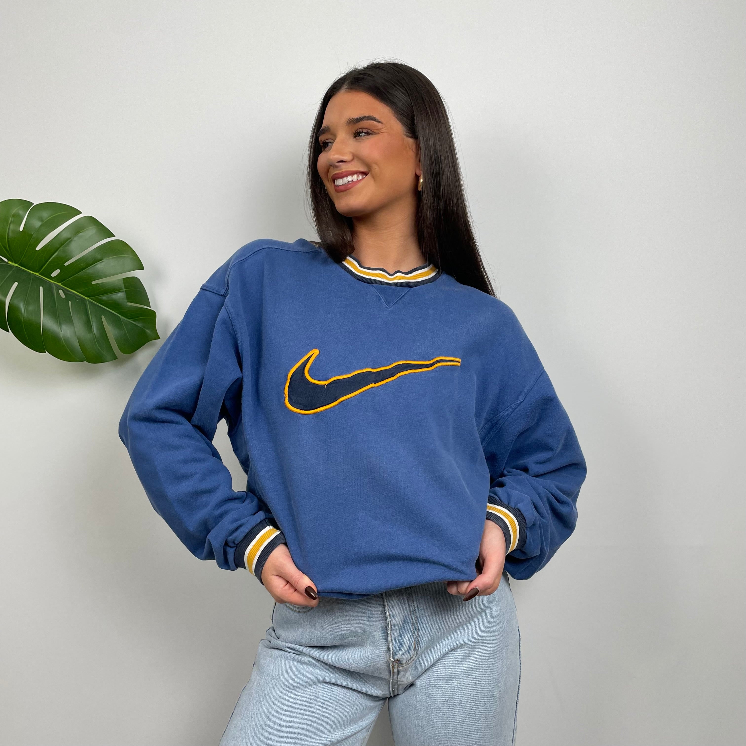 Nike RARE Blue Embroidered Swoosh Sweatshirt (M)