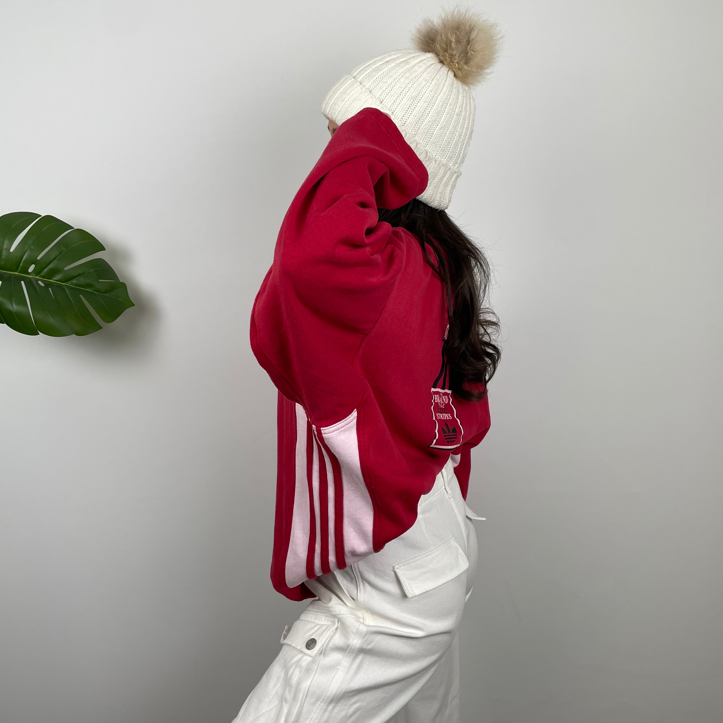 Adidas Red Embroidered Spell Out Sweatshirt (L)