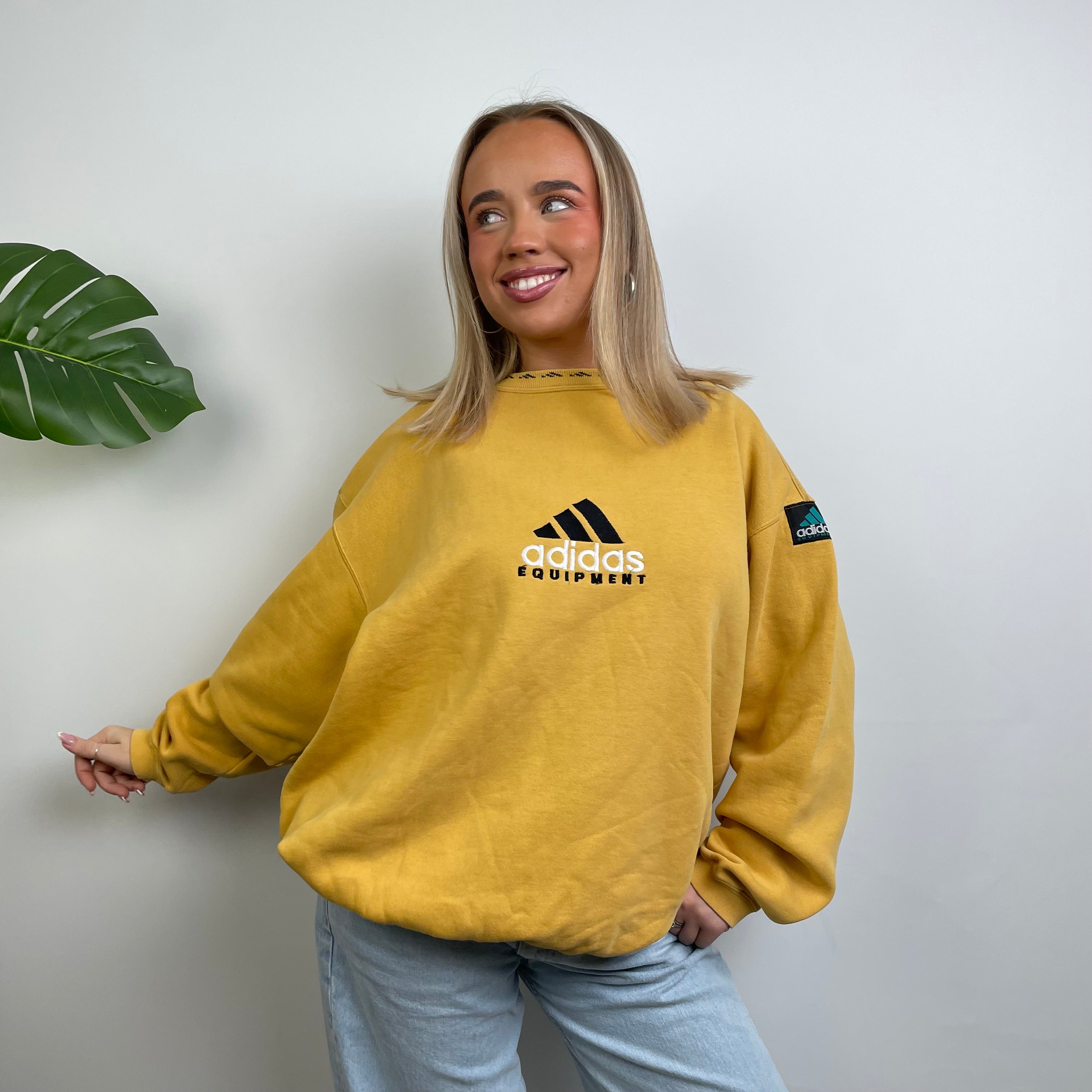 Adidas Equipment Yellow Embroidered Spell Out Sweatshirt (L)