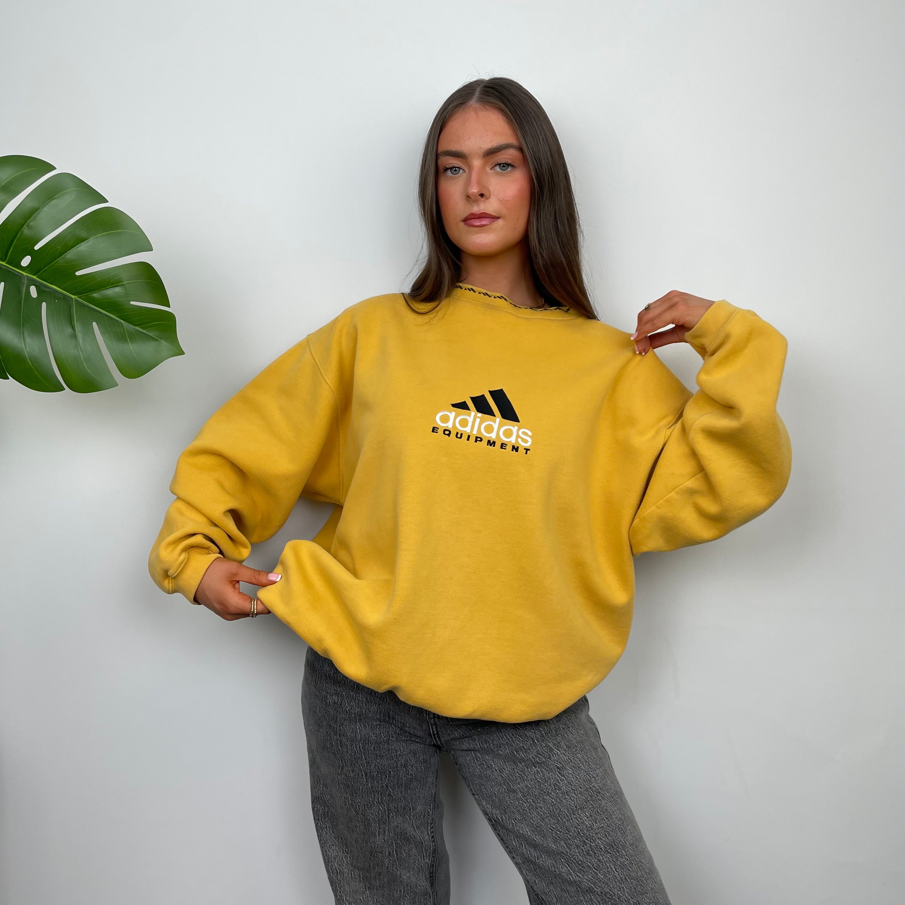 Adidas Equipment Yellow Embroidered Spell Out Sweatshirt (M)