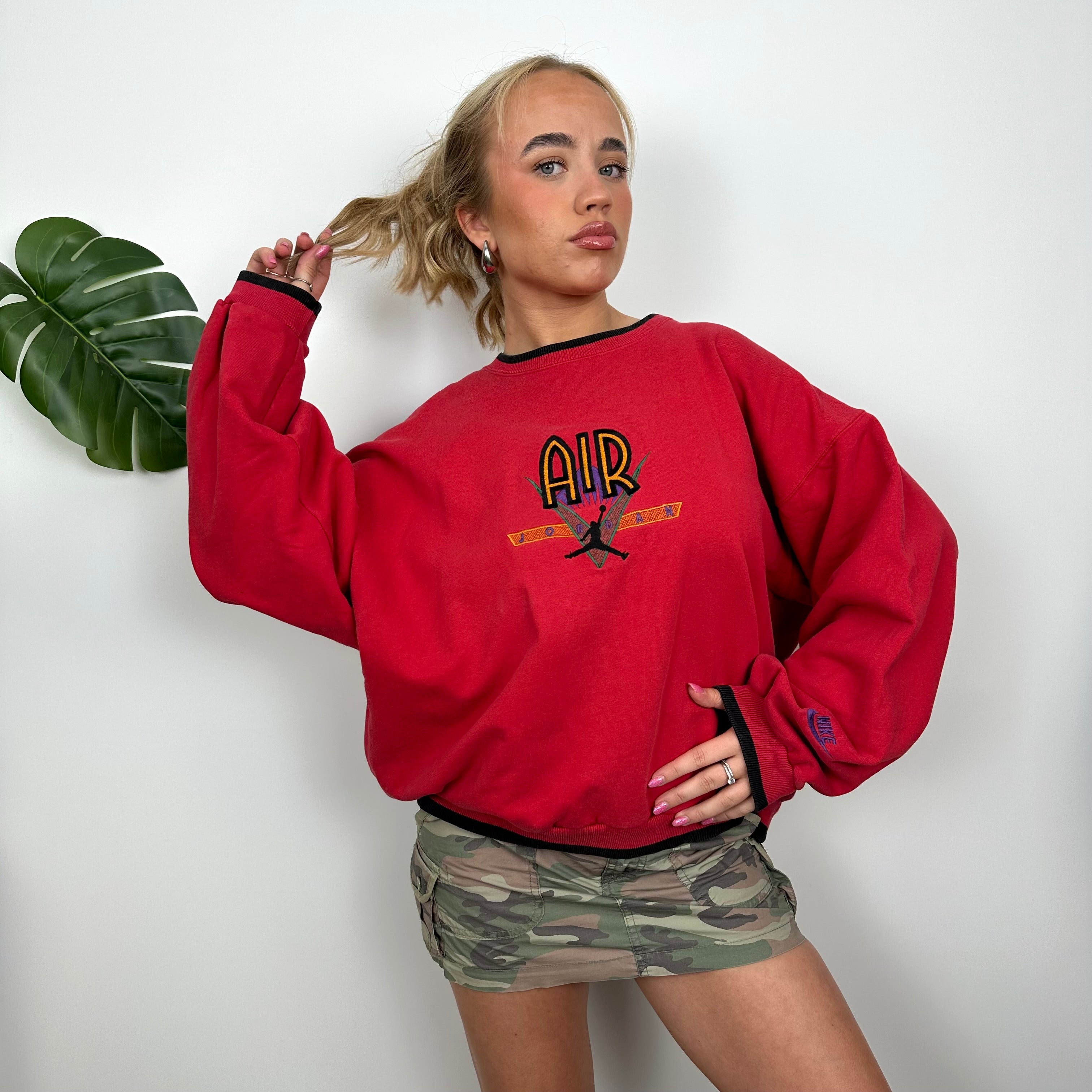 Nike x Air Jordan Red Embroidered Spell Out Sweatshirt (S)