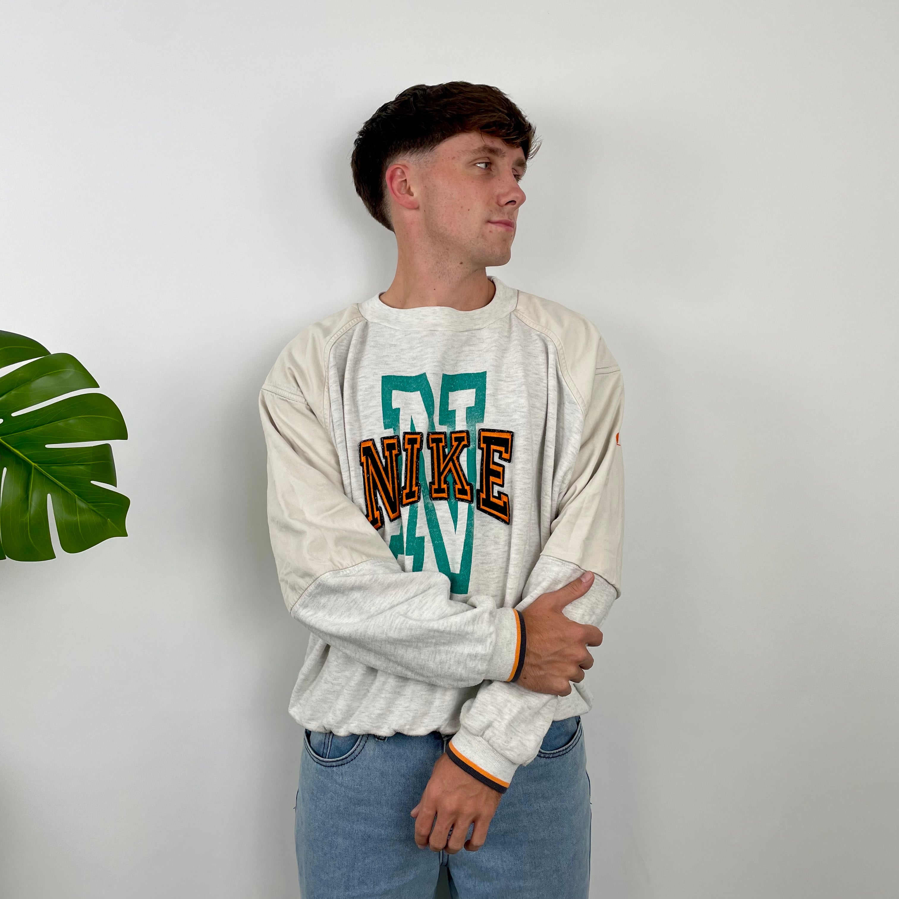 Nike Grey Embroidered Spell Out Sweatshirt (M)