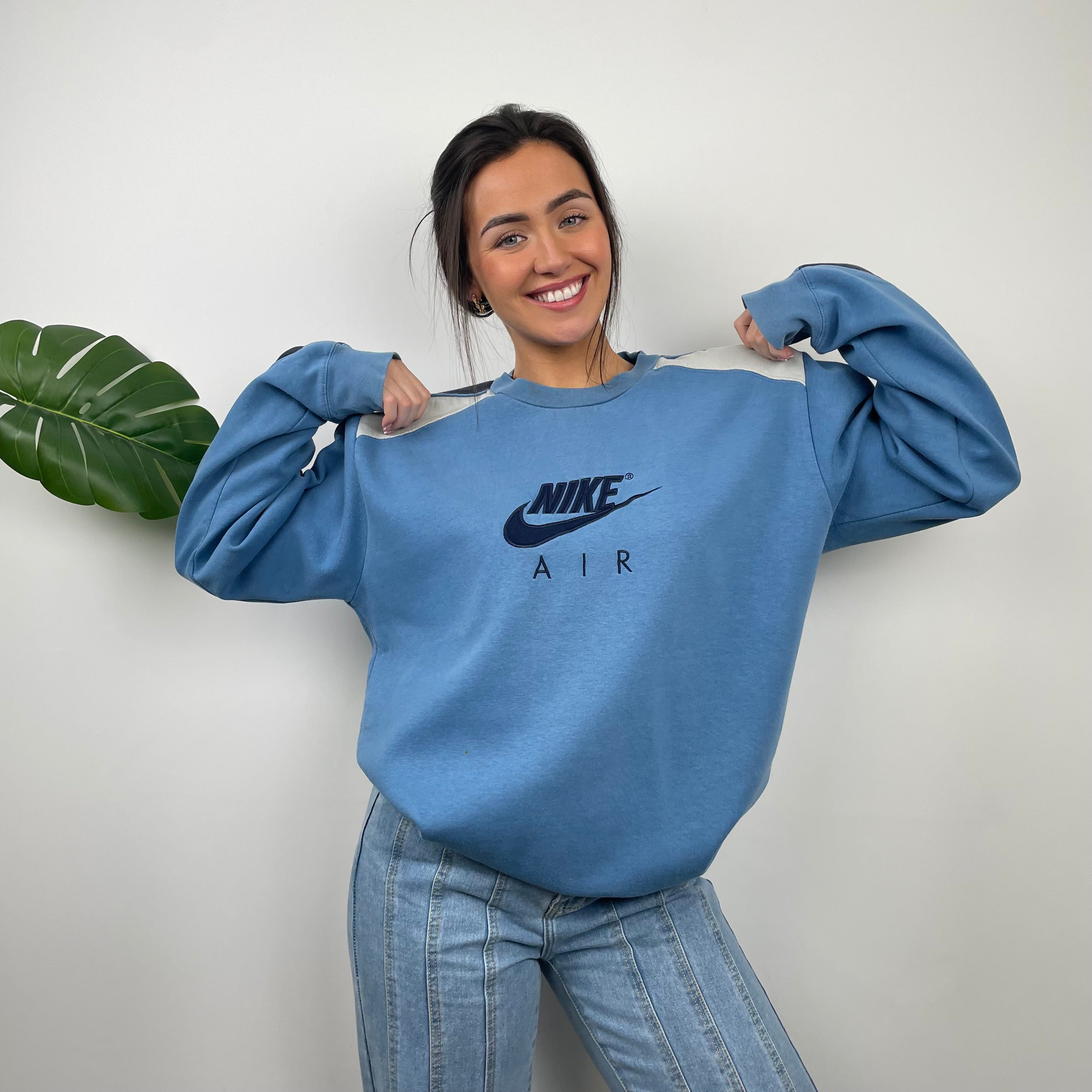 Nike Baby Blue Embroidered Spell Out Sweatshirt (L)