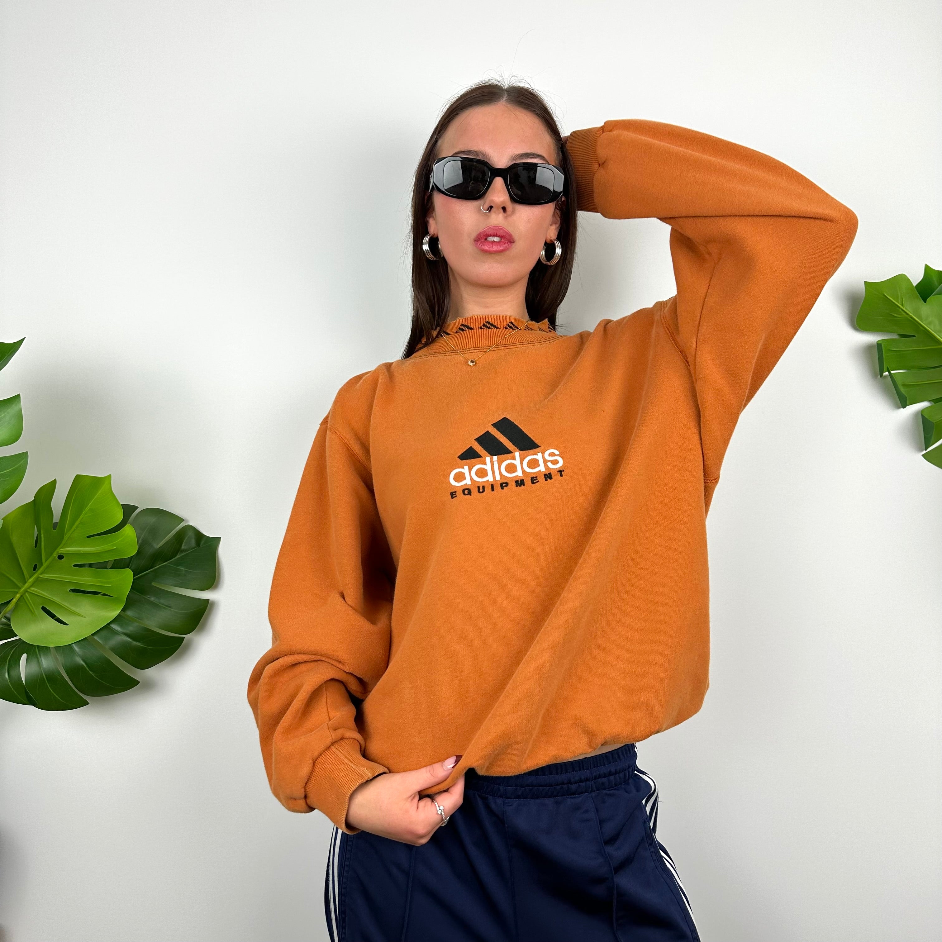 Adidas Equipment Orange Embroidered Spell Out Sweatshirt (M)