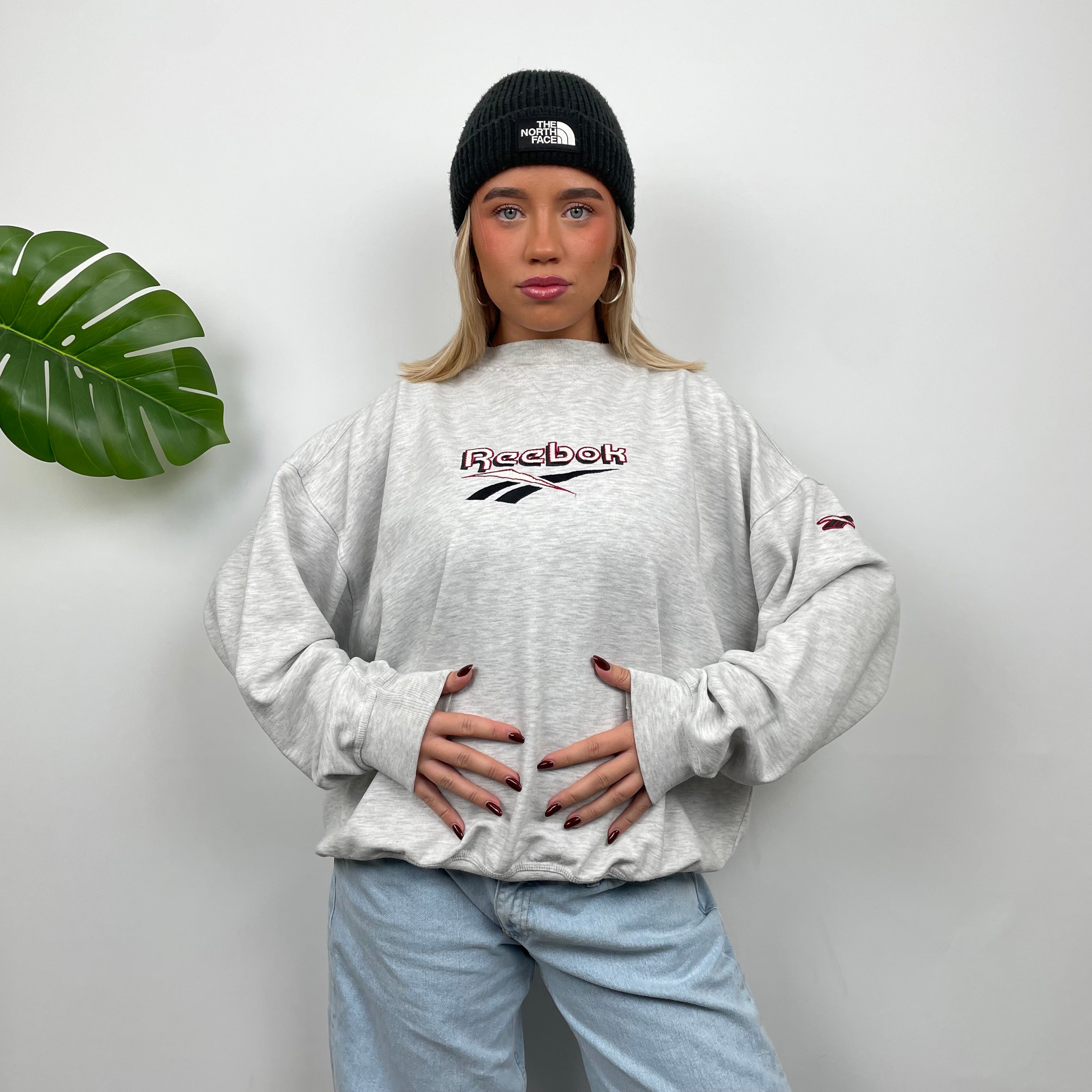 Reebok Grey Embroidered Spell Out Sweatshirt (L)