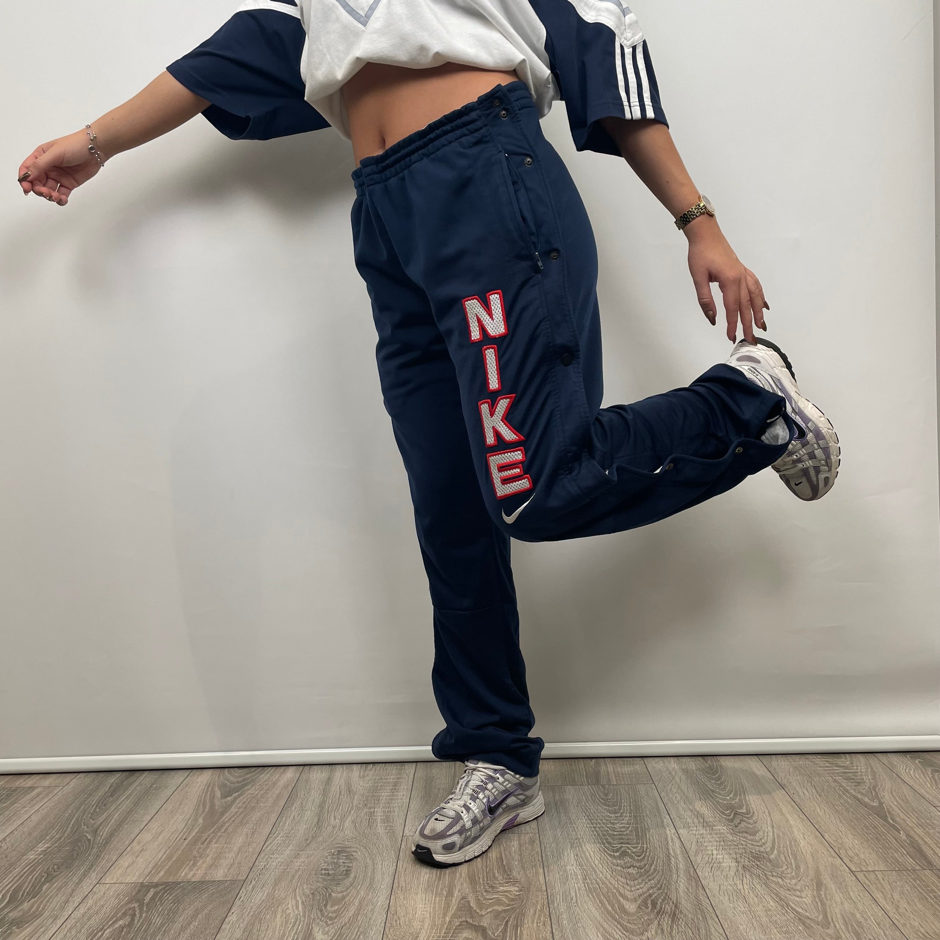 Nike Navy Embroidered Spell Out Track Pants (L)