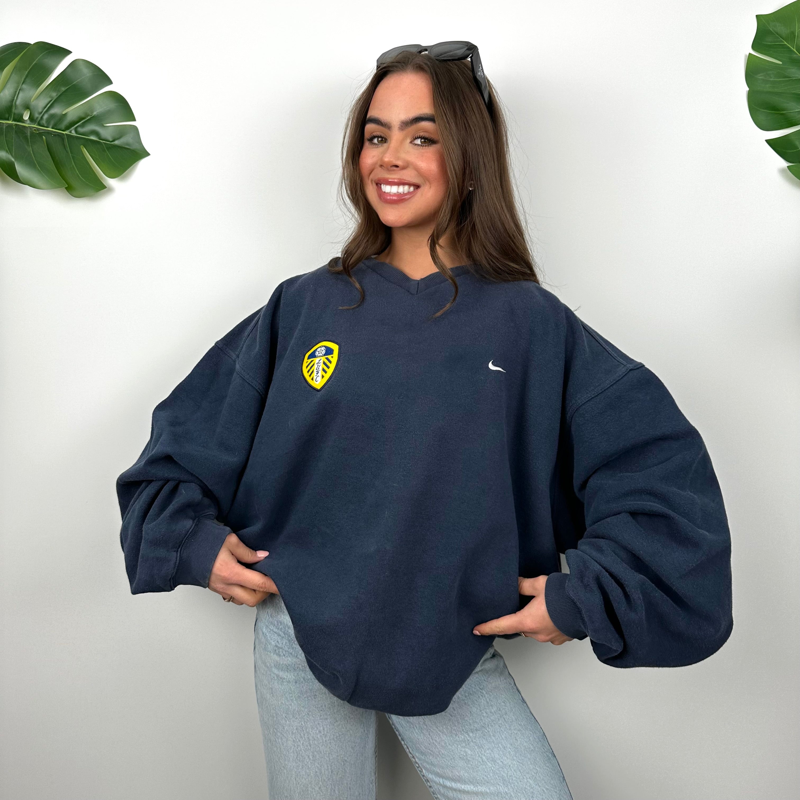 Nike X Leeds United Navy RARE Embroidered Swoosh Sweatshirt