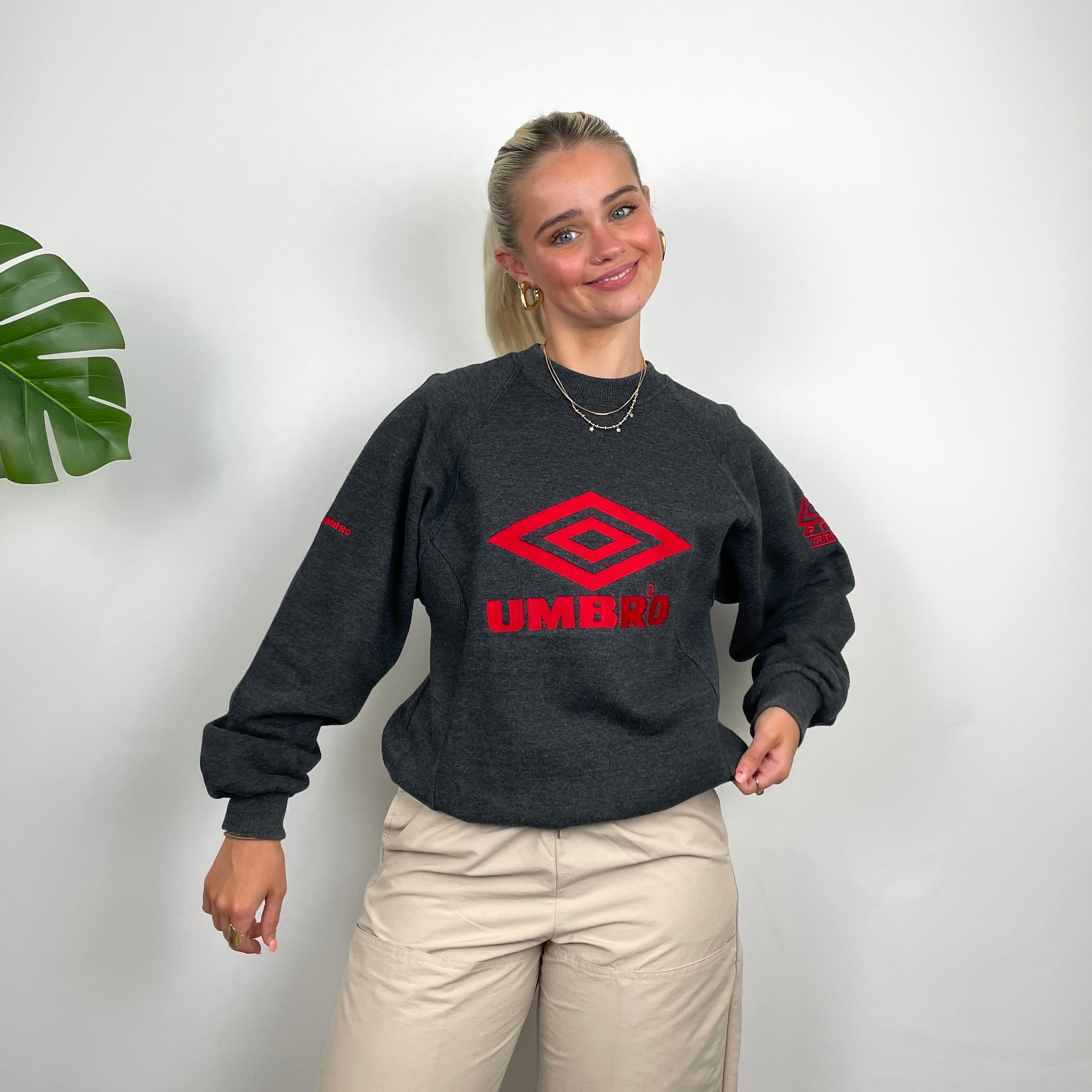 Umbro Grey Embroidered Spell Out Sweatshirt (XS)