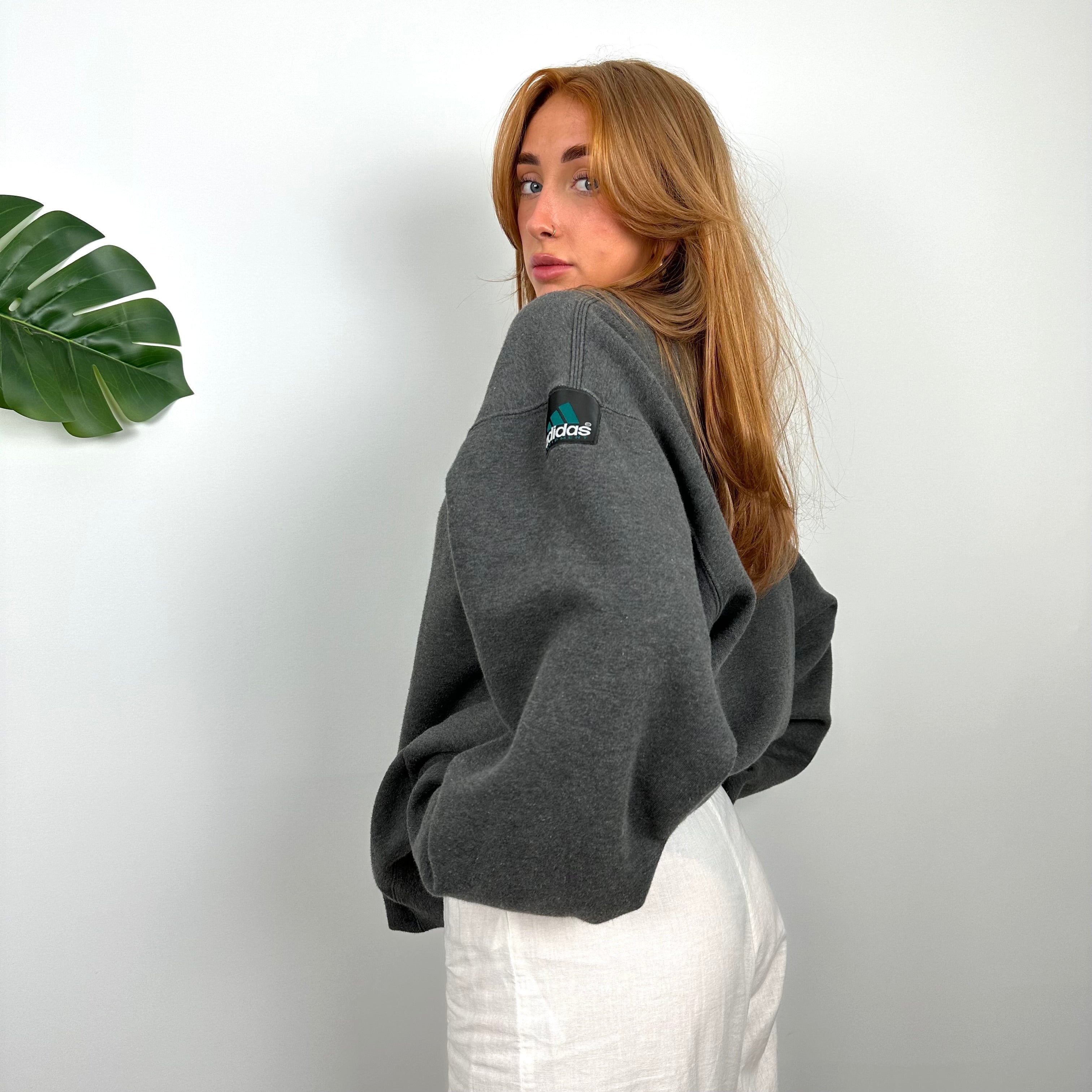 Adidas Equipment RARE Grey Embroidered Spell Out Sweatshirt (M)