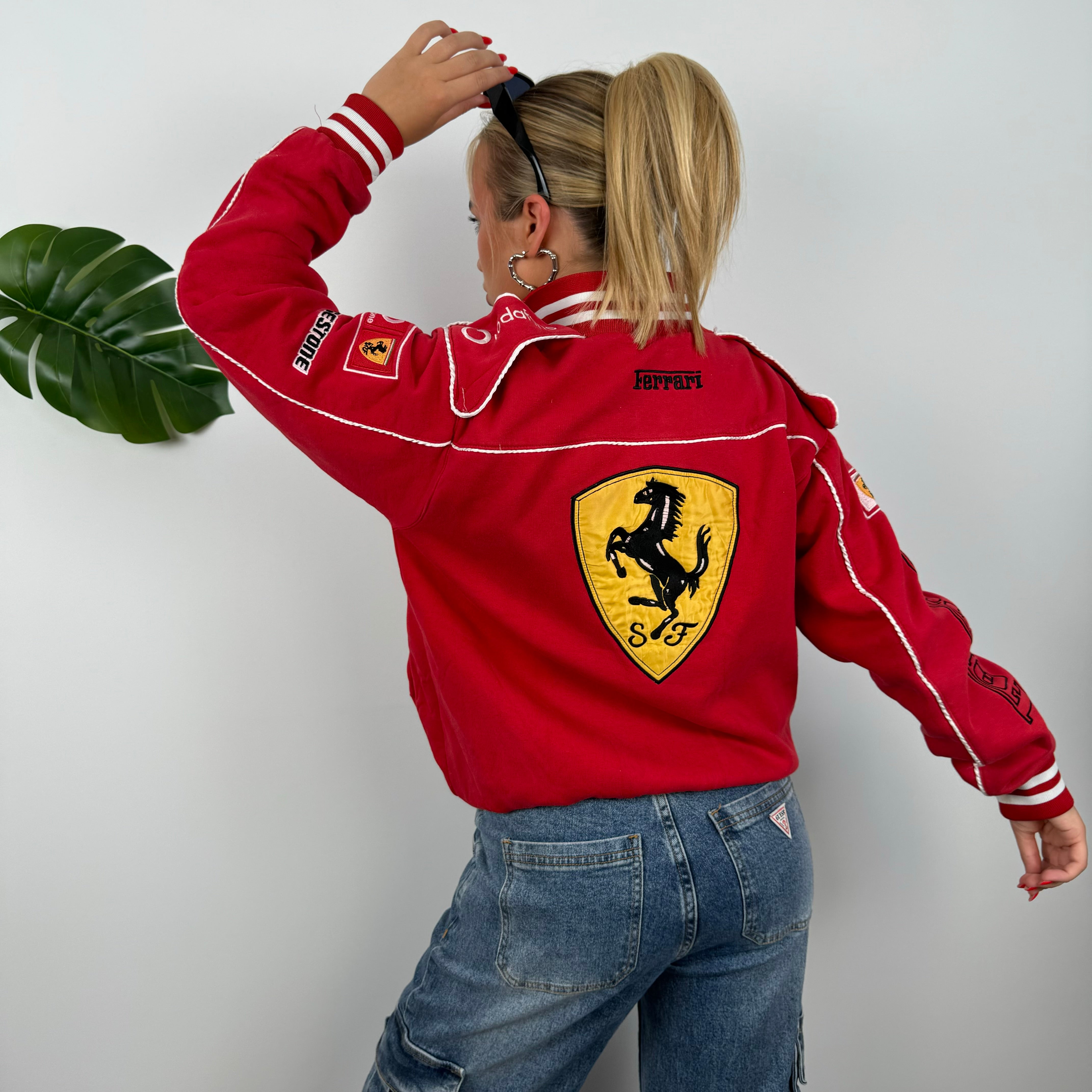 Ferrari Racing RARE Red Embroidered Spell Out Zip Up Jacket (M)