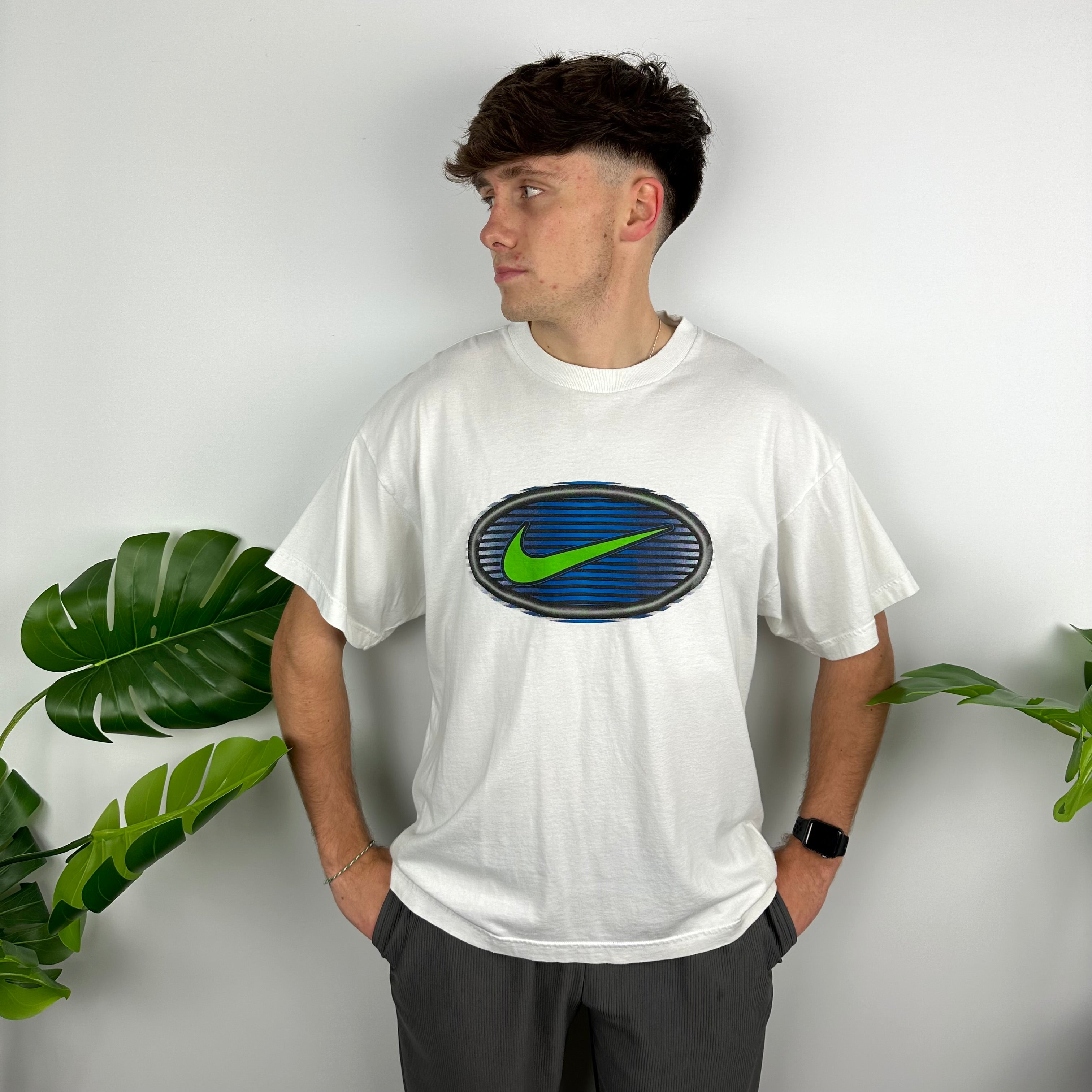 Nike White Swoosh T Shirt (L)