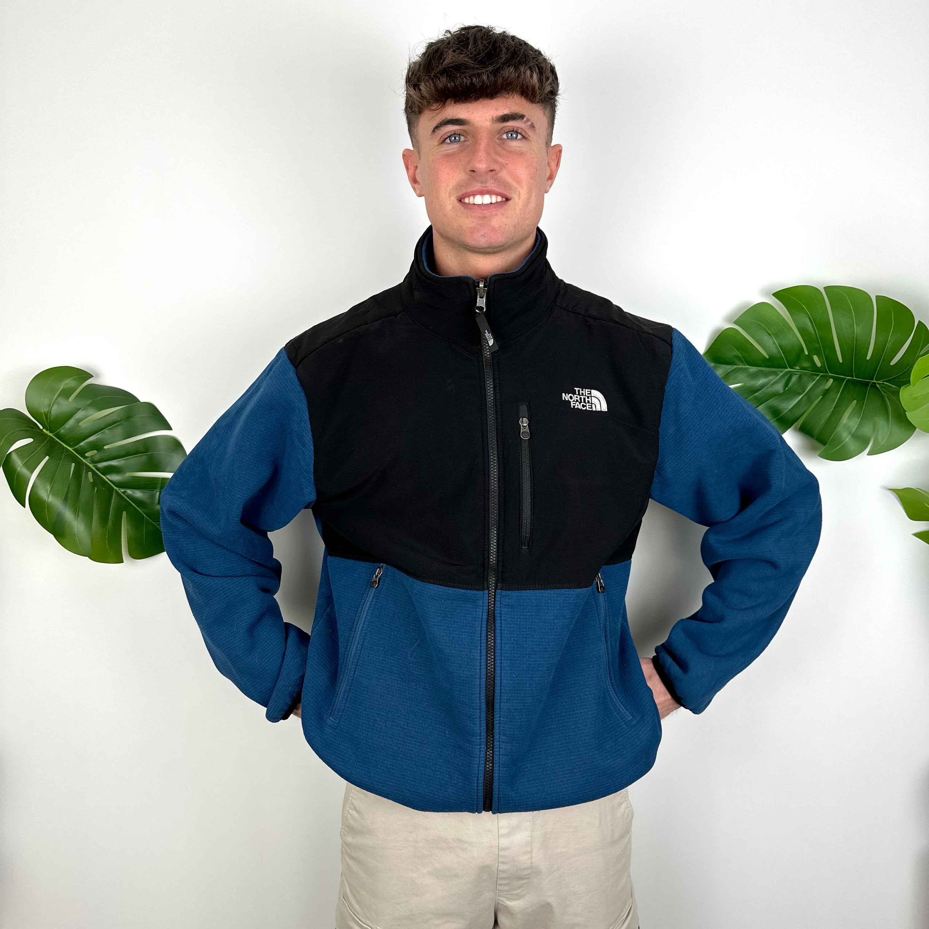 The North Face Black & Blue Denali Fleece Zip Up Jacket (L)