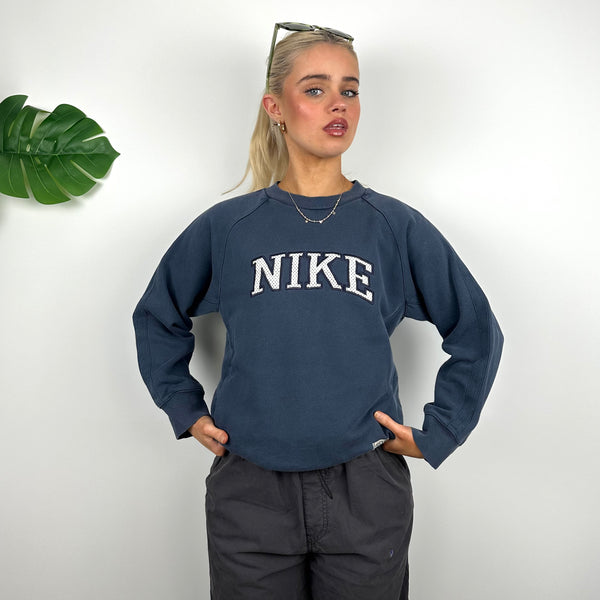 Nike Navy Embroidered Spell Out Sweatshirt (S)