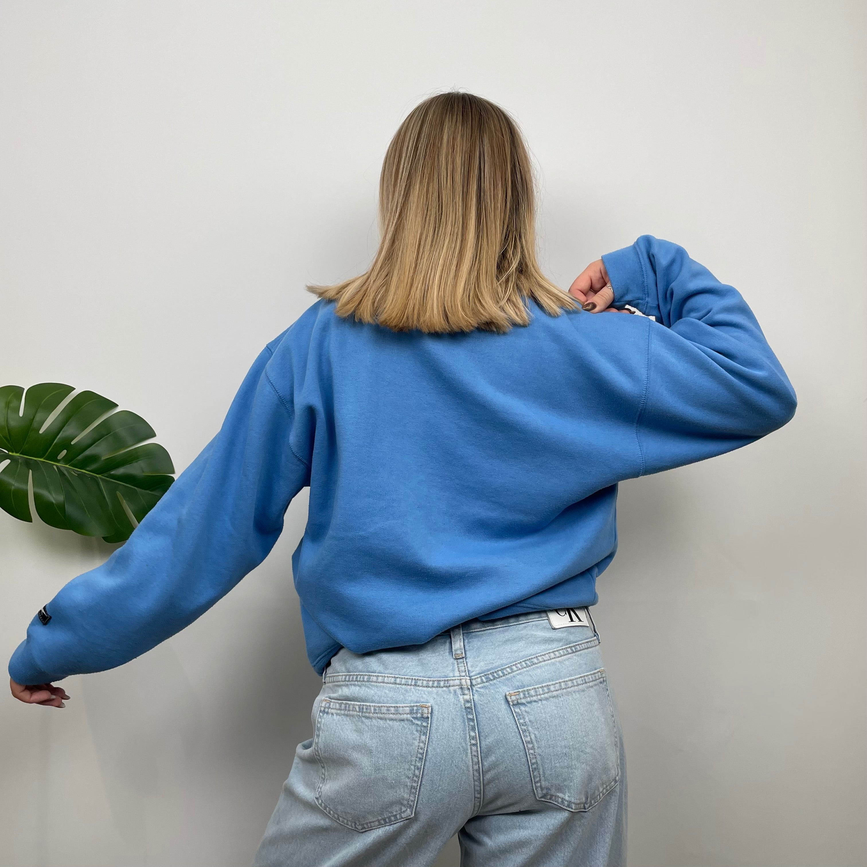 Reebok Blue Embroidered Spell Out Sweatshirt (S)