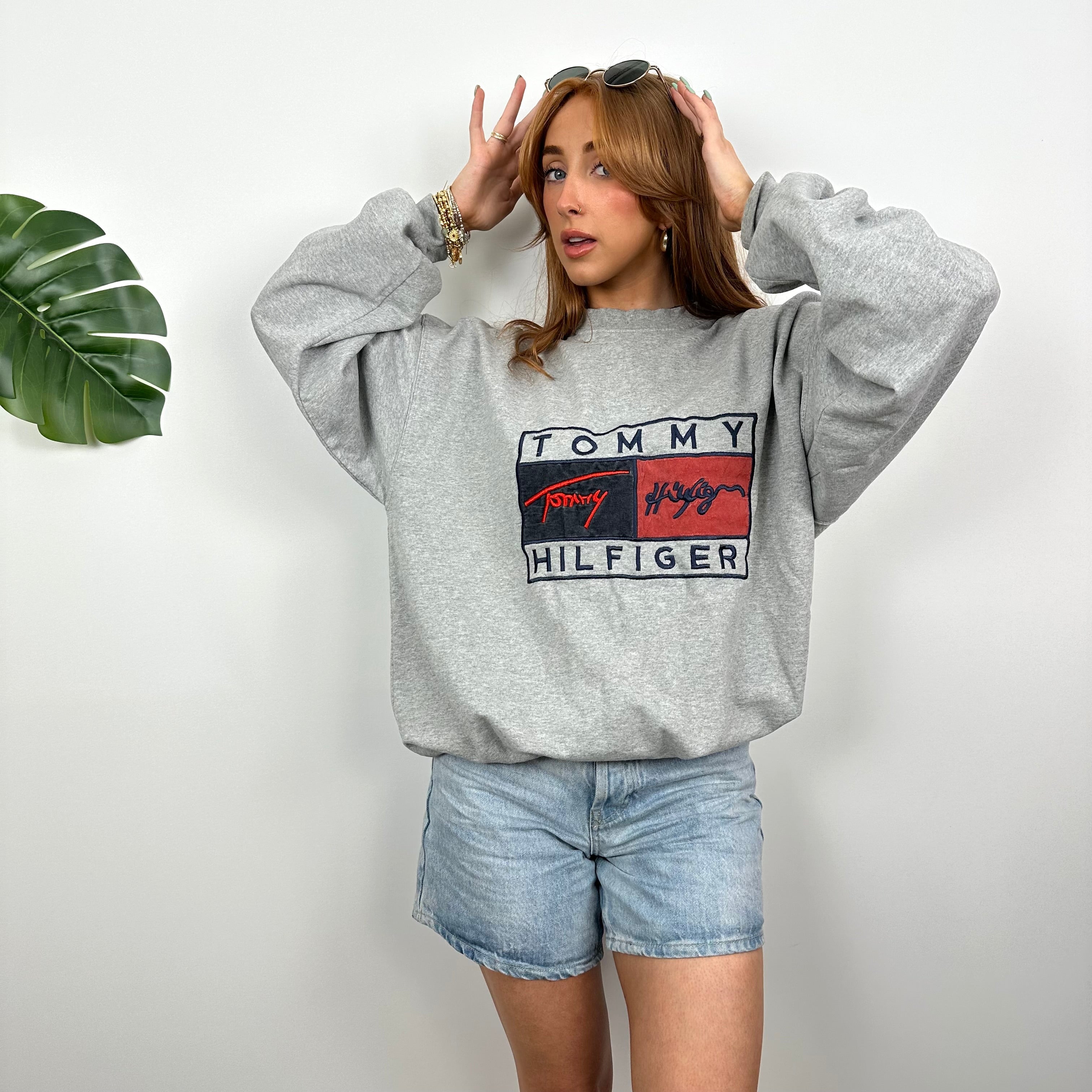 Tommy Hilfiger Grey Embroidered Spell Out Sweatshirt as worn by Annalivia (XL)