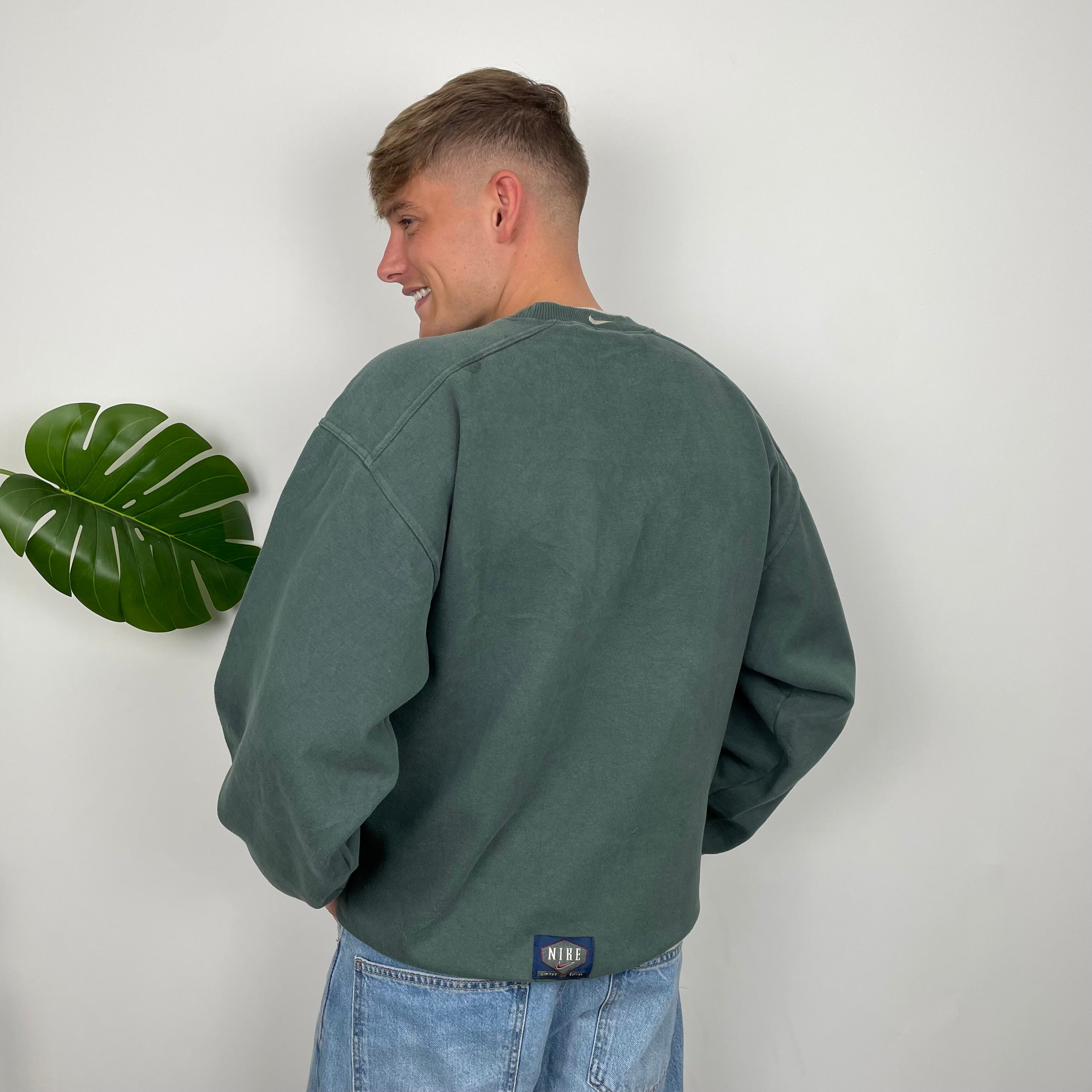 Nike Green Embroidered Spell Out Sweatshirt (XL)