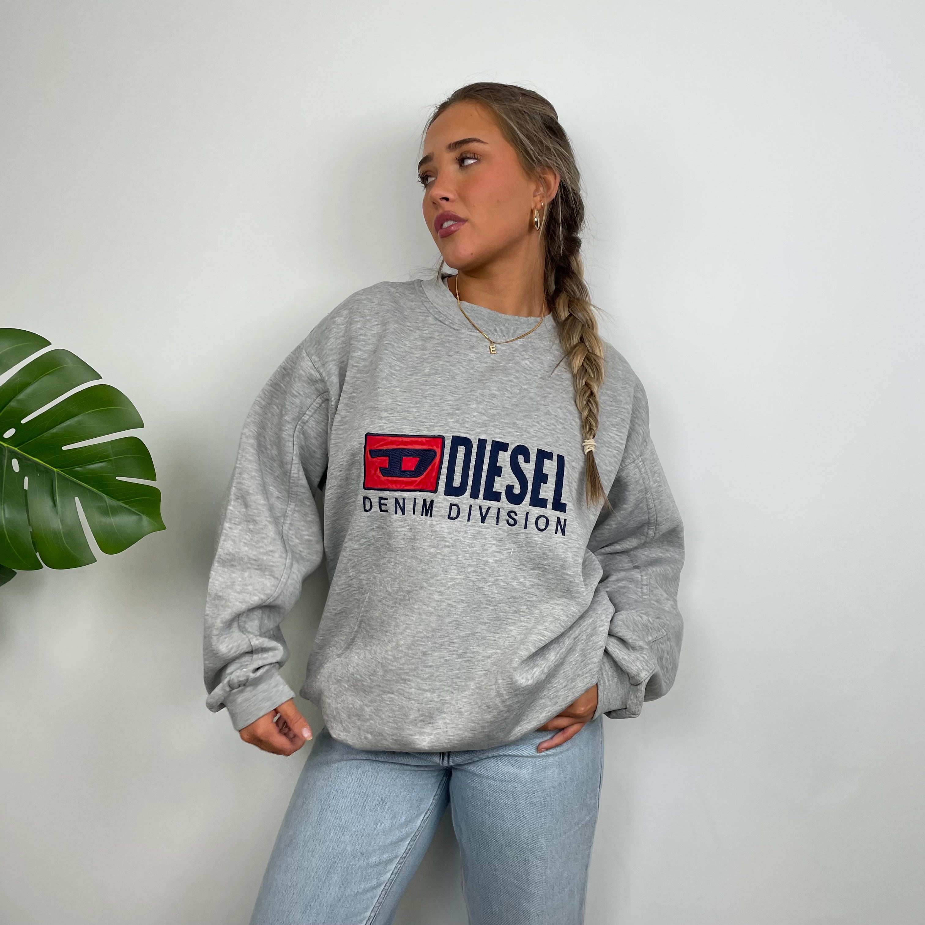 Diesel Grey Embroidered Spell Out Sweatshirt (XL)