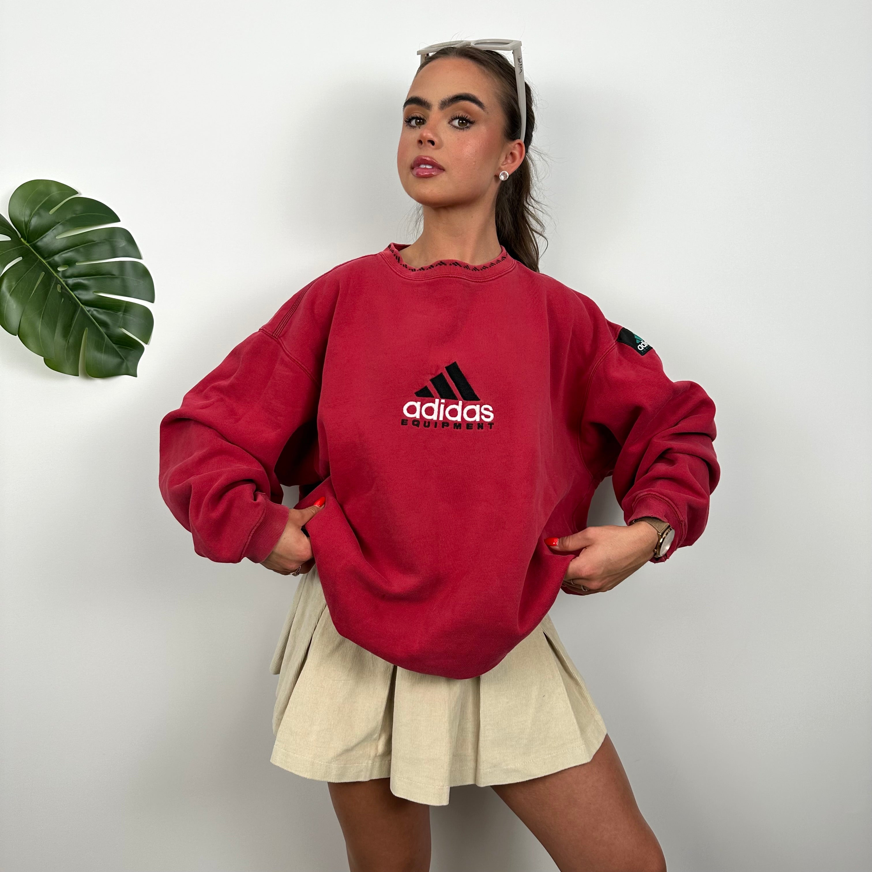 Adidas Equipment RARE Red Embroidered Spell Out Sweatshirt (L)