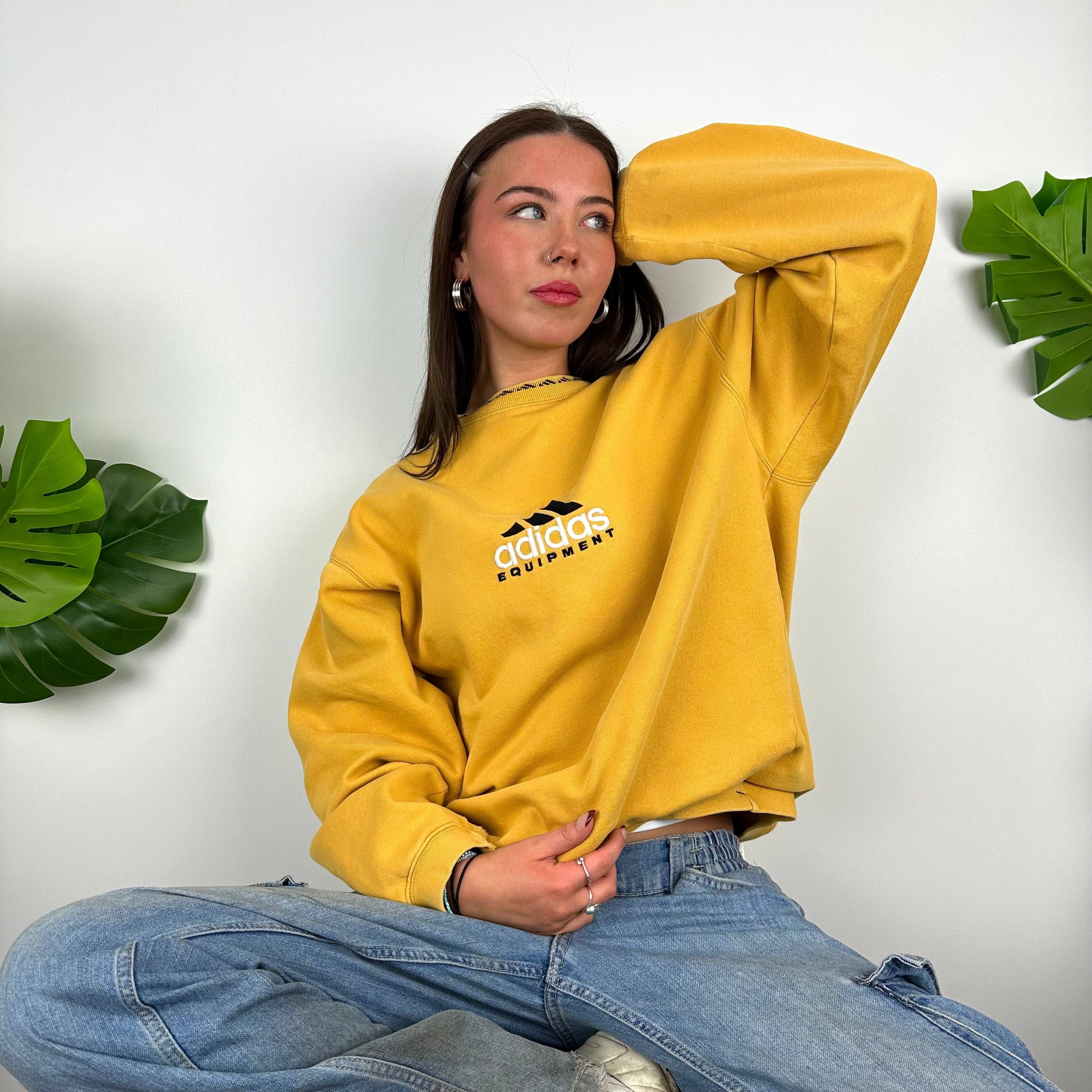 Adidas Equipment EQT RARE Yellow Embroidered Spell Out Sweatshirt (L)