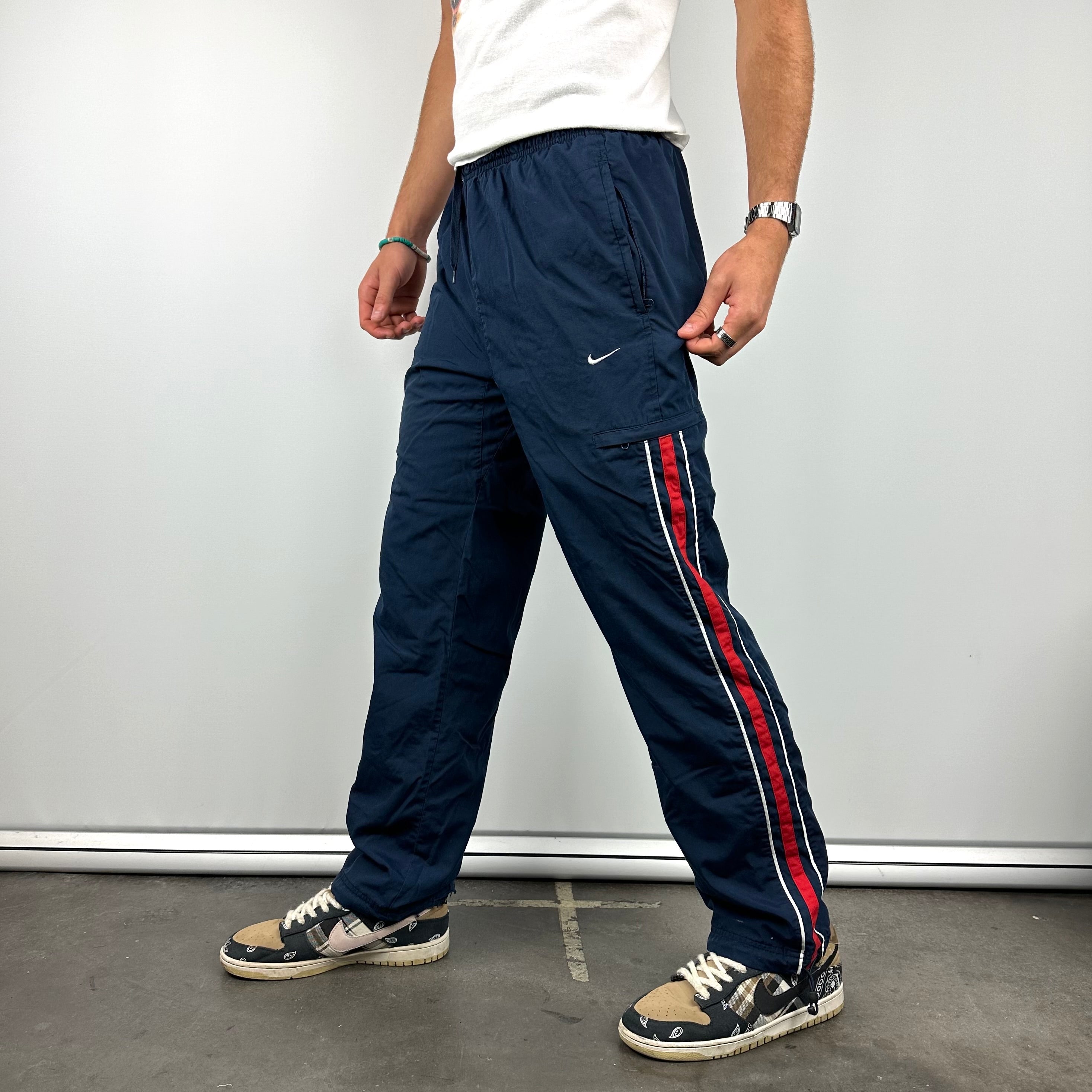 Nike Navy Embroidered Swoosh Track Pants (M)