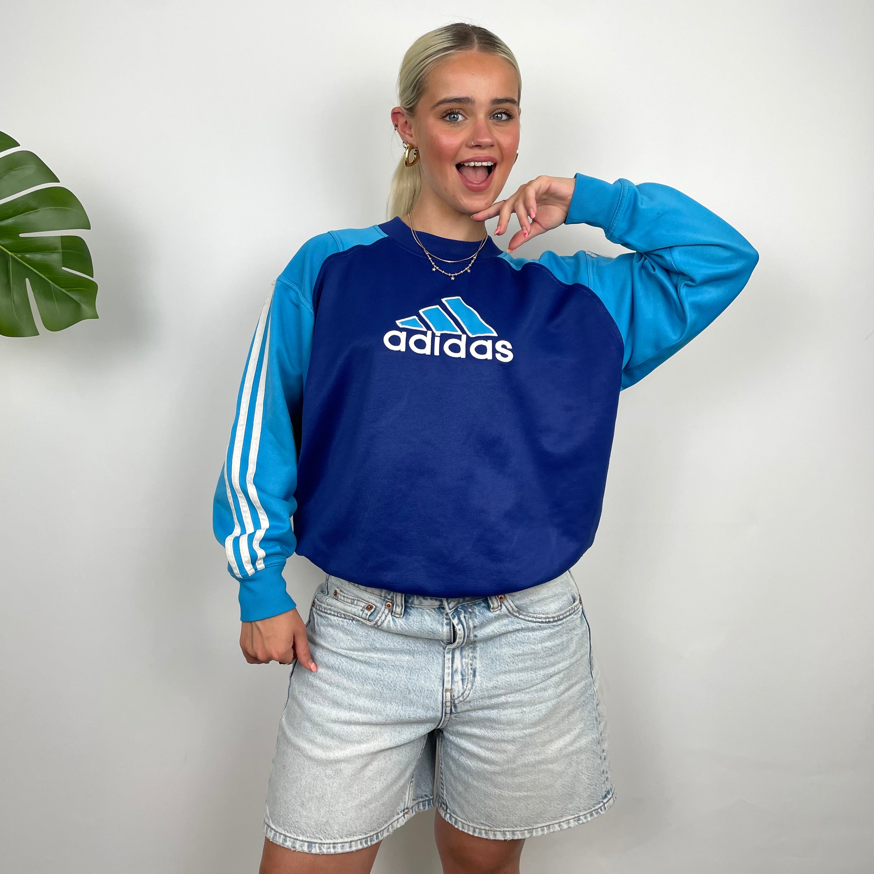 Adidas Navy Embroidered Spell Out Sweatshirt (S)